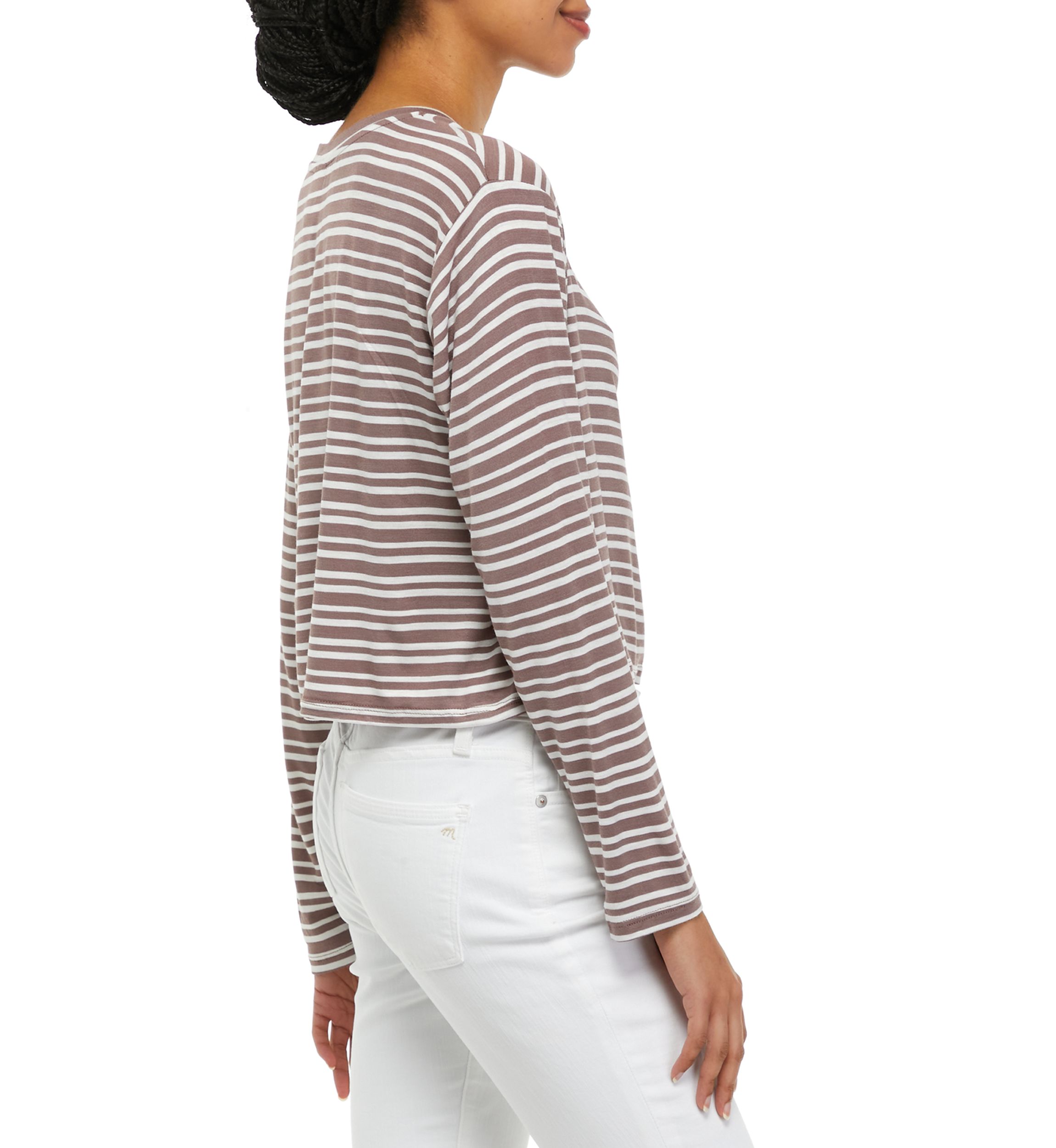 Juniors Long Sleeve Striped T-Shirt 