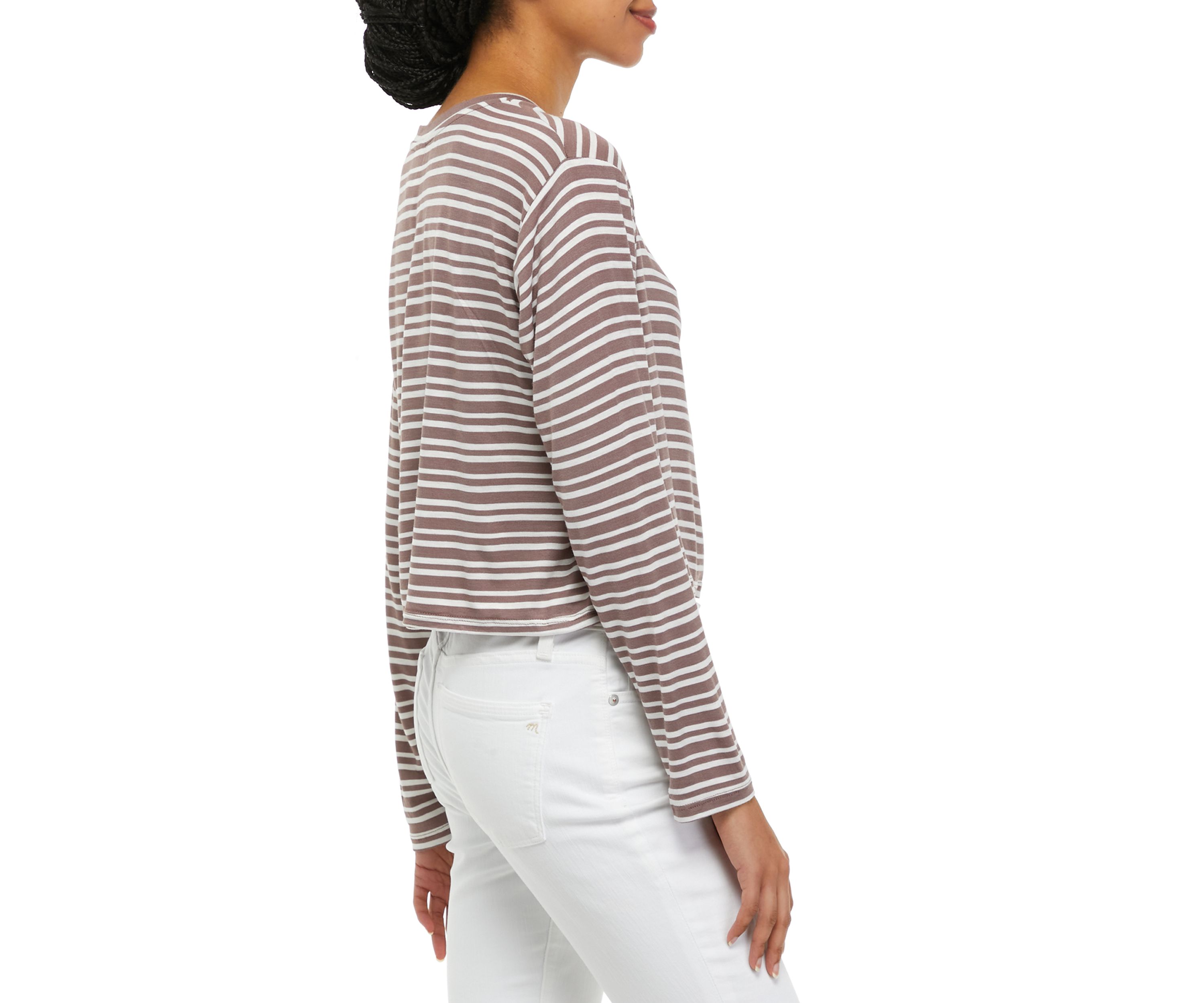 Juniors Long Sleeve Striped T-Shirt 