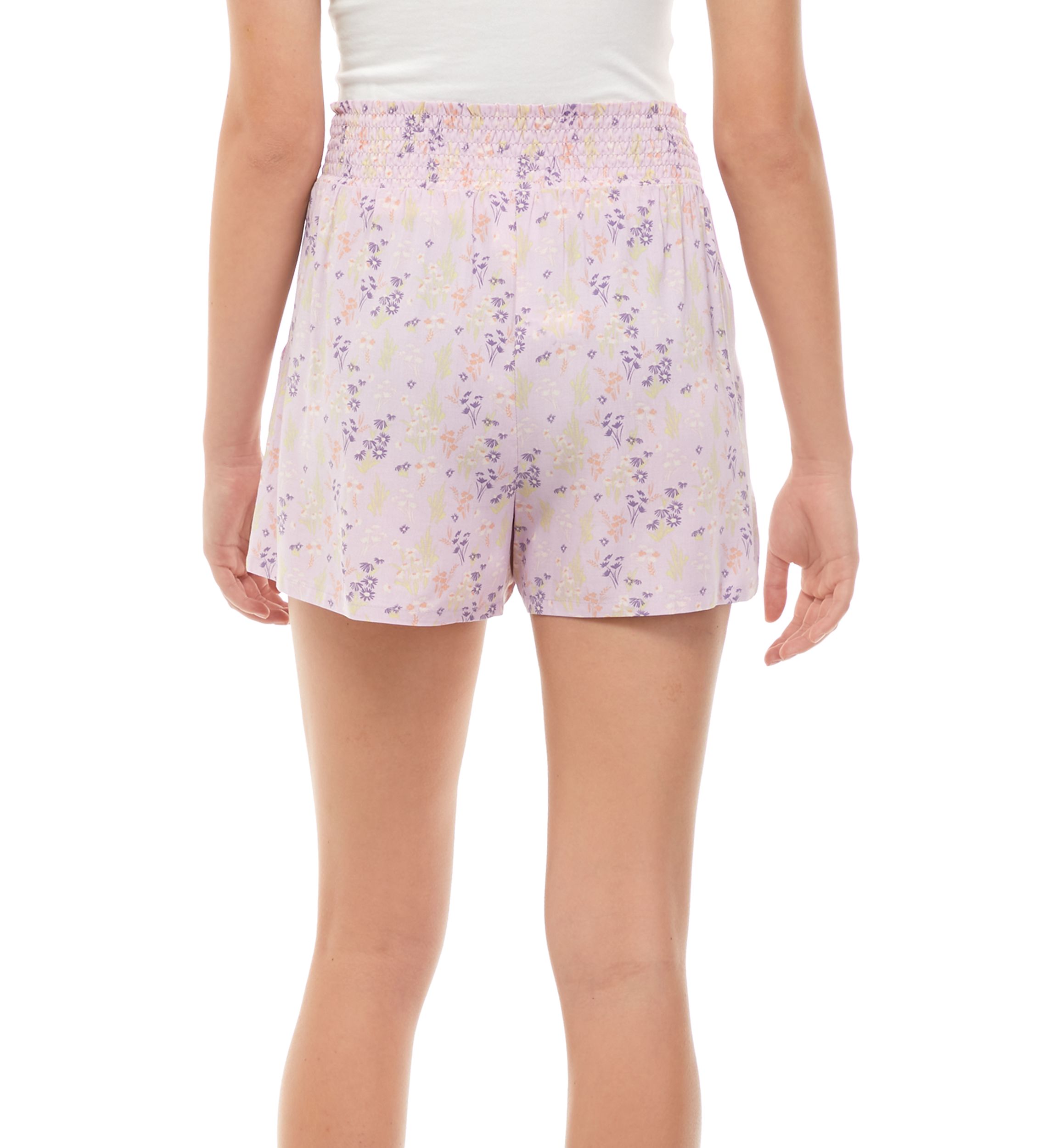 Juniors Smocked Waistband Floral Shorts 