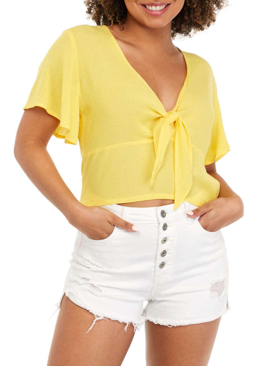Juniors Tie Front Top