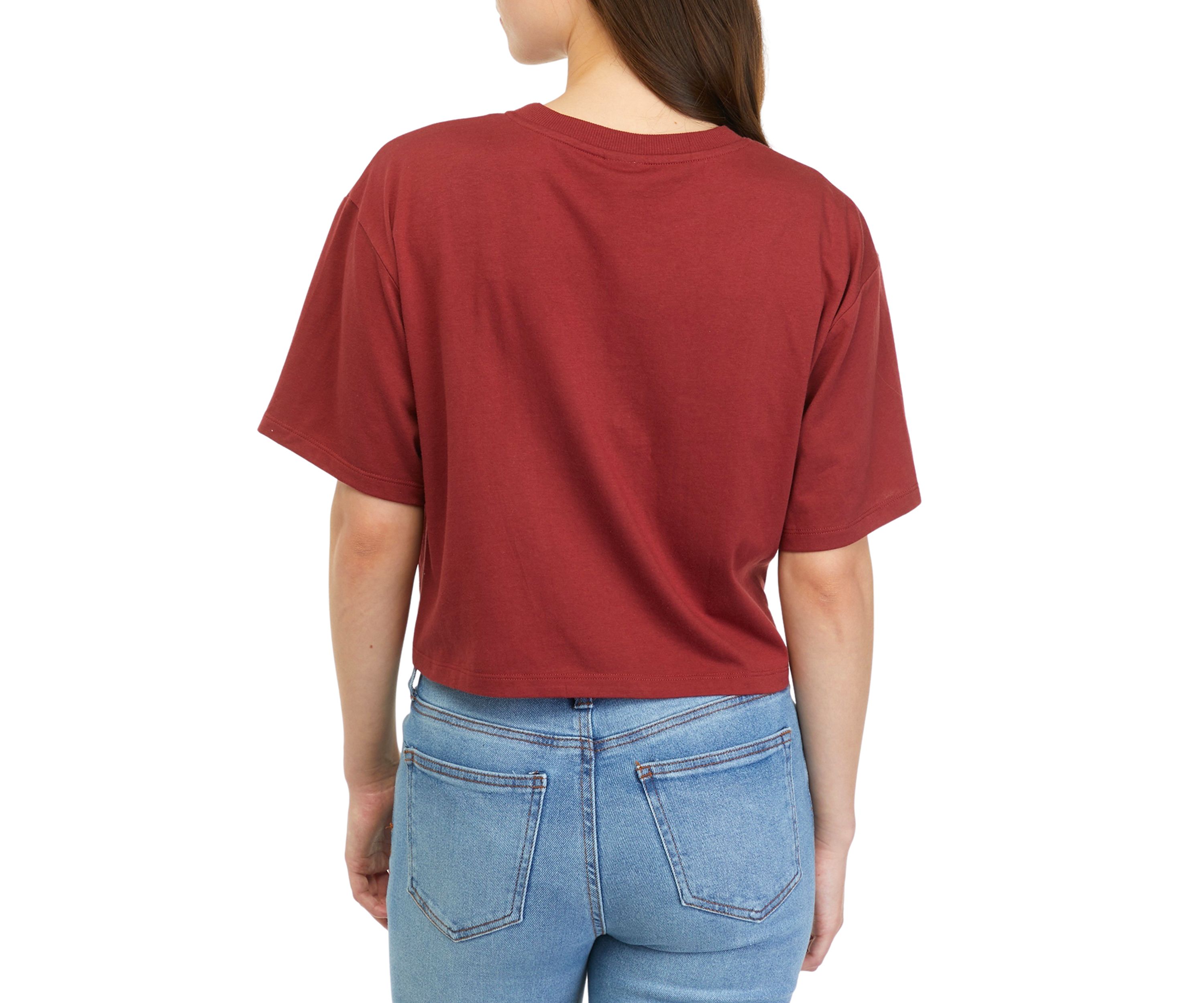 Juniors Short Sleeve Cropped Graphic T-Shirt 