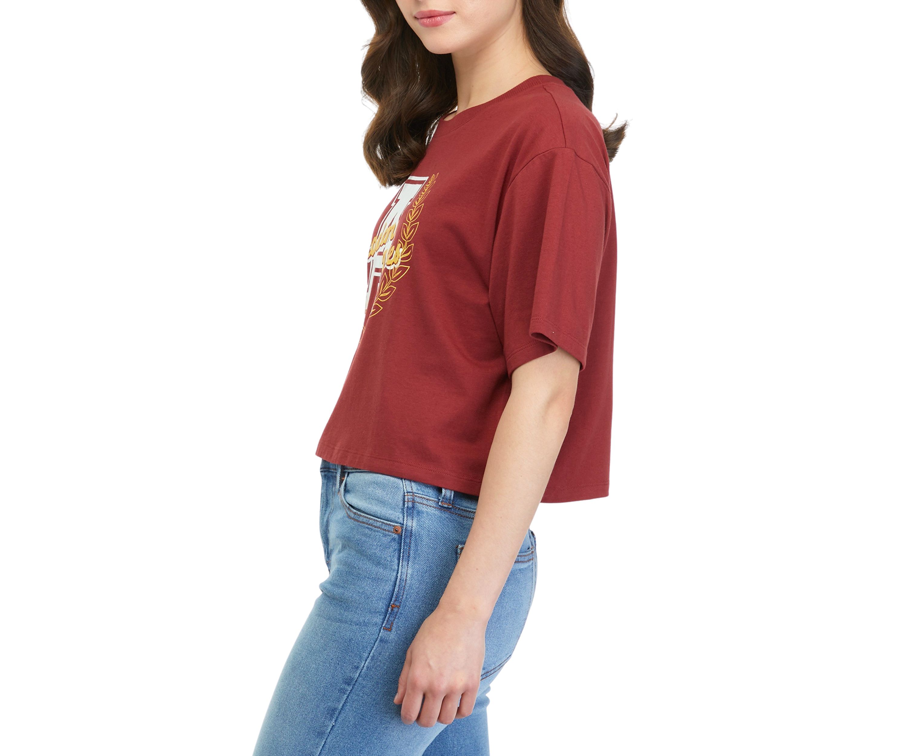 Juniors Short Sleeve Cropped Graphic T-Shirt 