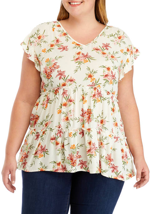 Plus Size Tiered Babydoll Top
