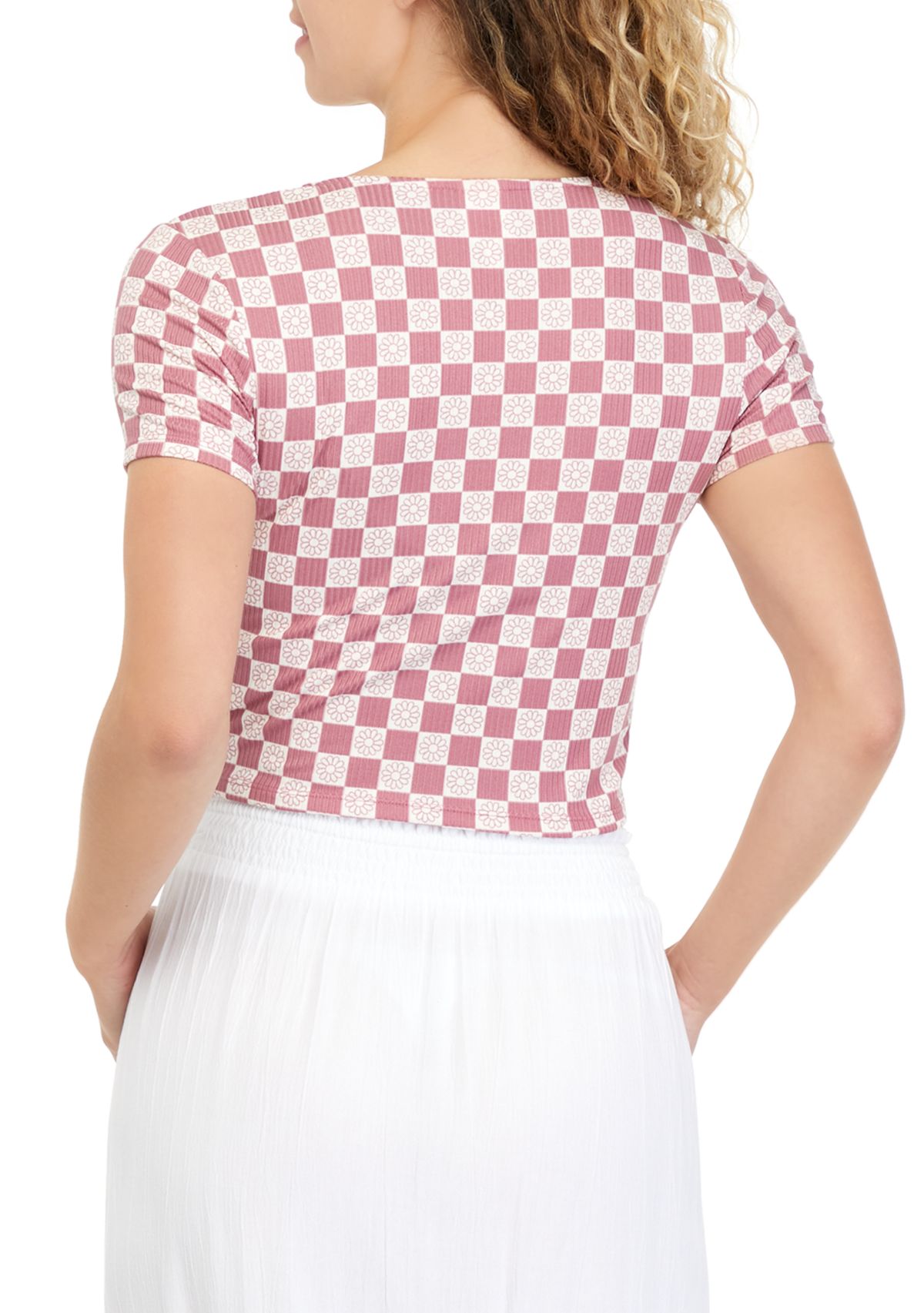 Juniors Short Sleeve V-Neck Tiny T-Shirt