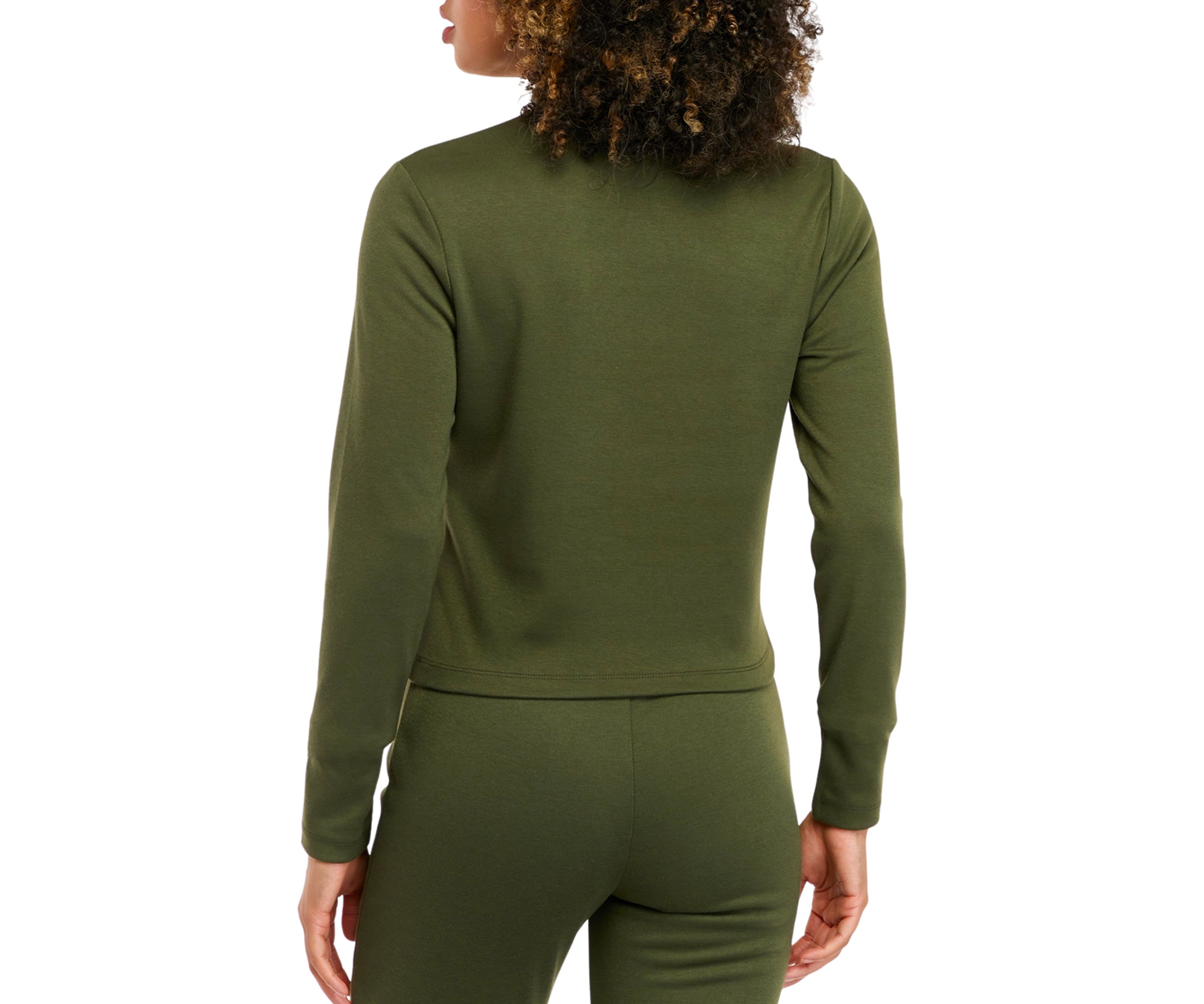 Juniors Long Sleeve Double Knit Mock Neck Top