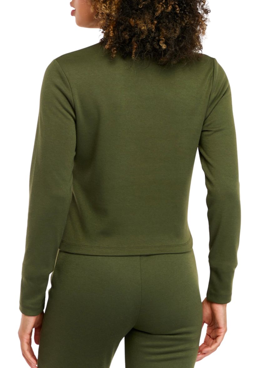 Juniors Long Sleeve Double Knit Mock Neck Top
