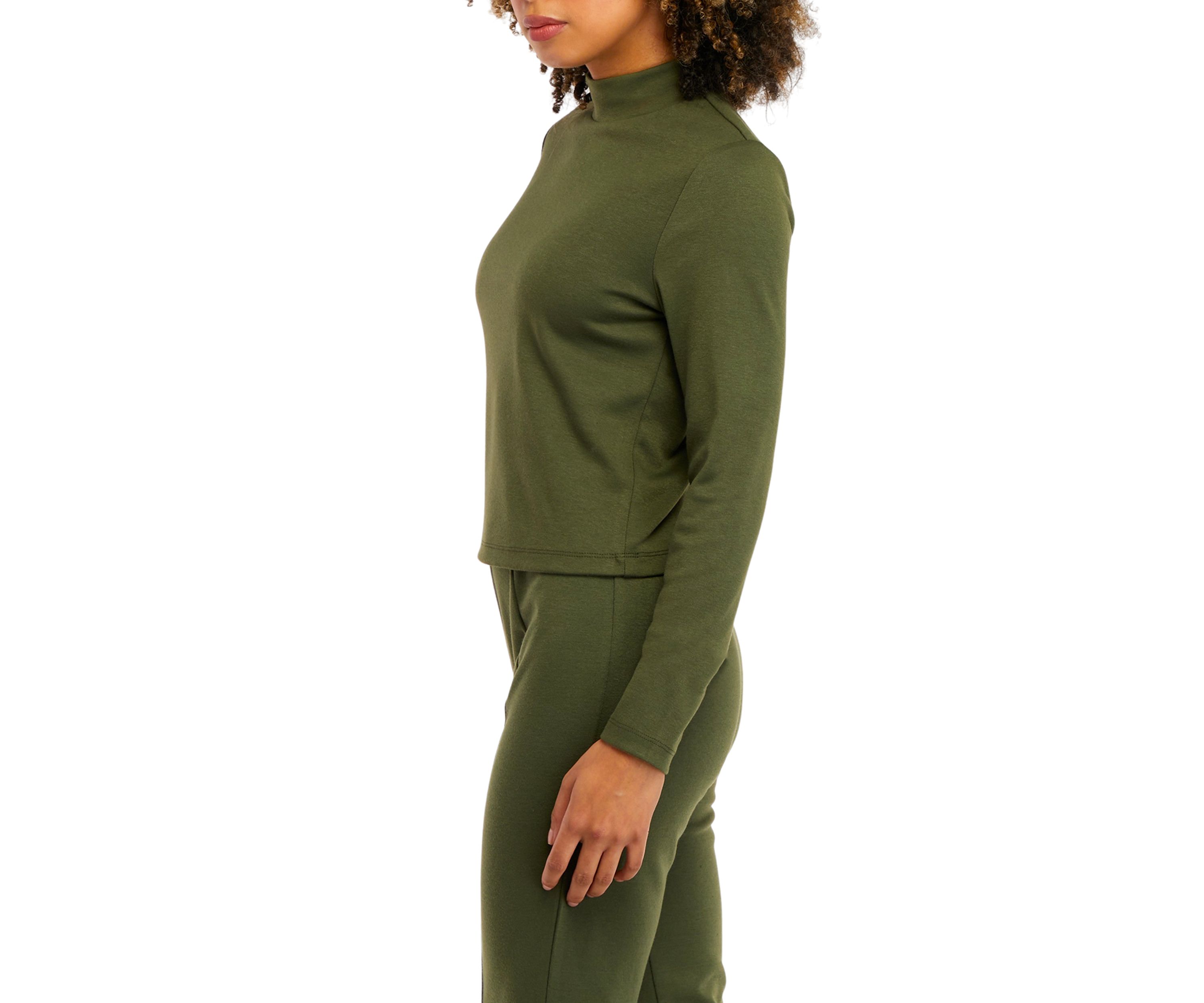 Juniors Long Sleeve Double Knit Mock Neck Top