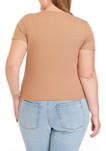 Plus Size Short Sleeve V-Neck Tiny T-Shirt