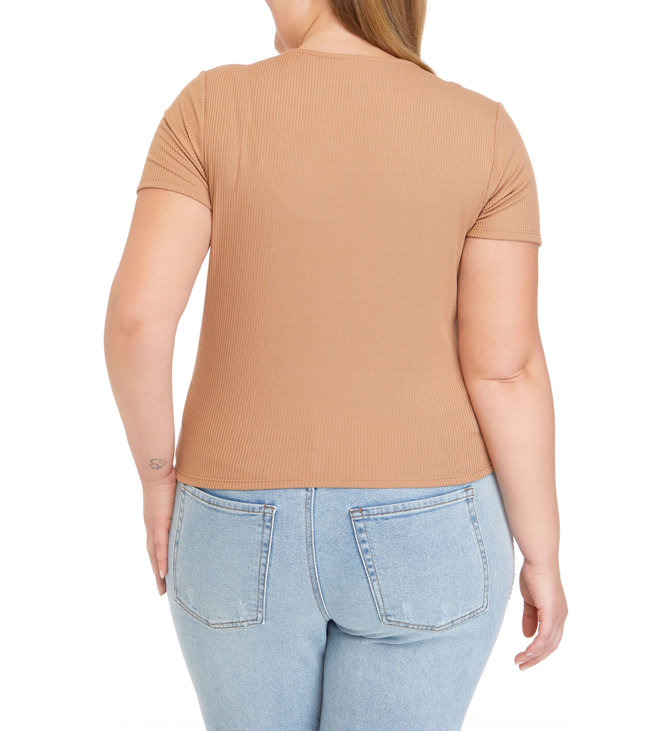 Plus Size Short Sleeve V-Neck Tiny T-Shirt