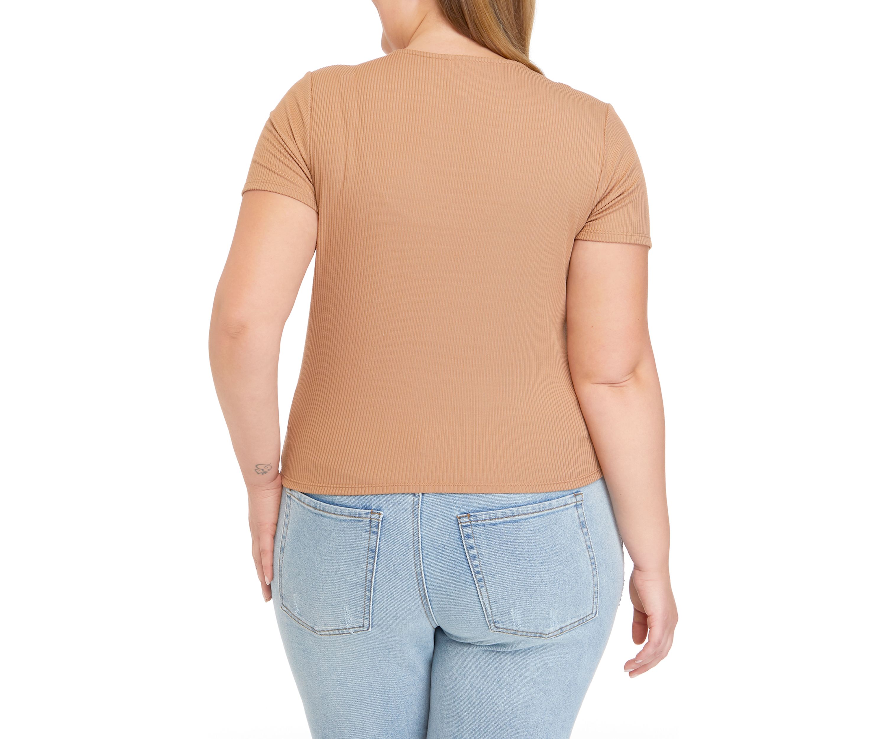 Plus Size Short Sleeve V-Neck Tiny T-Shirt