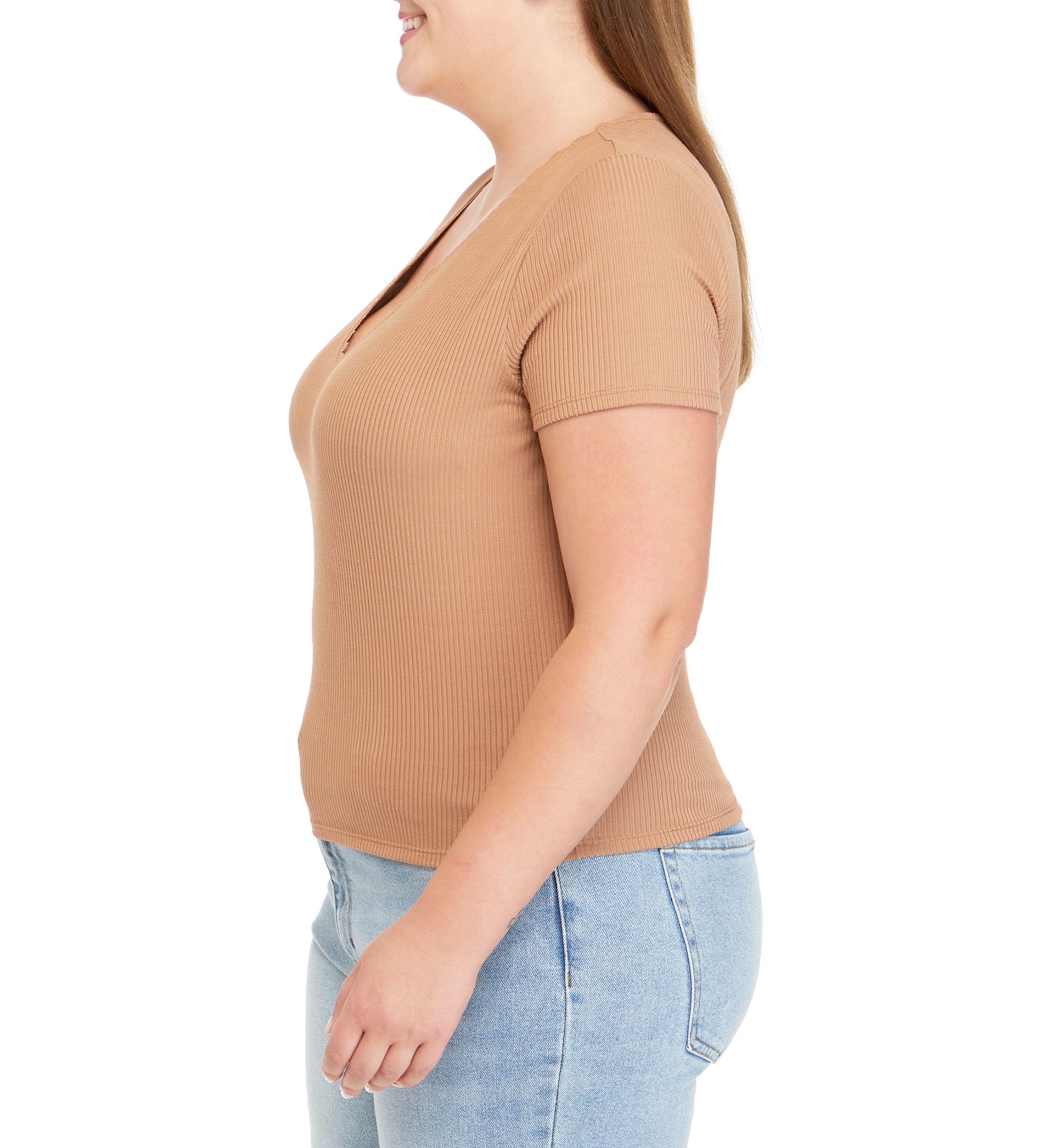Plus Size Short Sleeve V-Neck Tiny T-Shirt