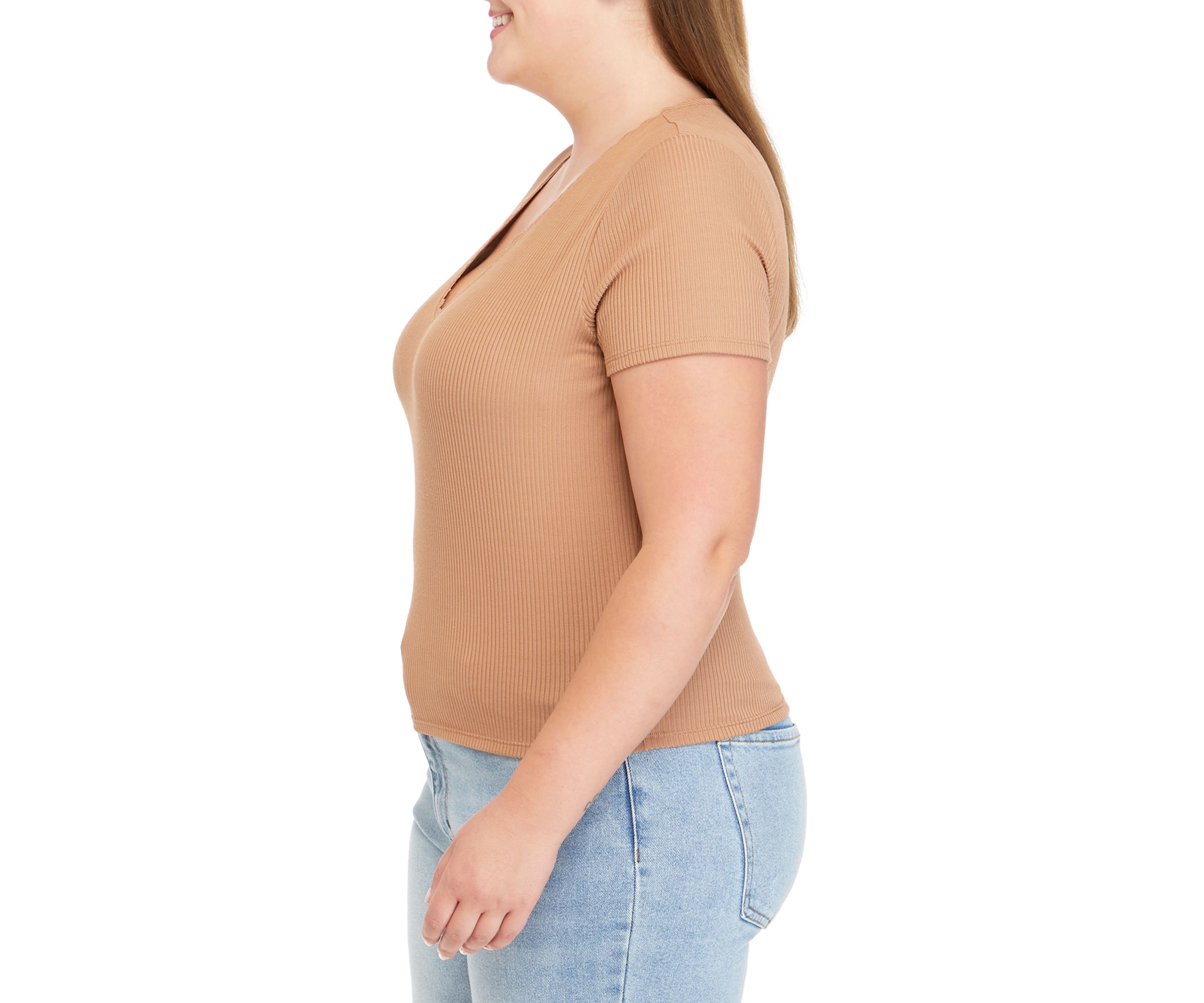 Plus Size Short Sleeve V-Neck Tiny T-Shirt