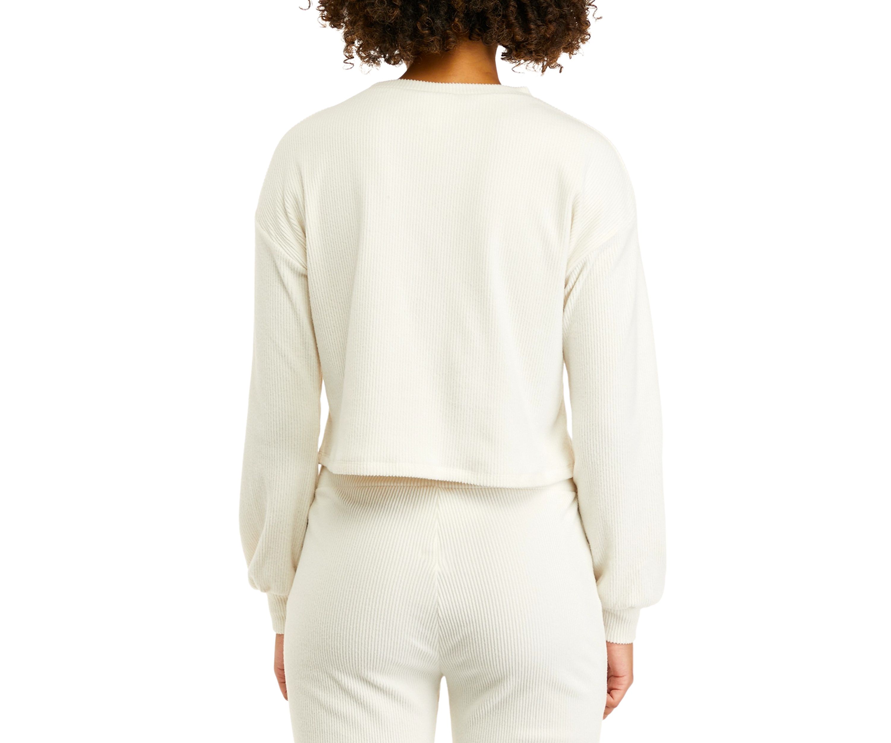 Juniors Long Blouson Sleeve Cropped Crew Neck Top