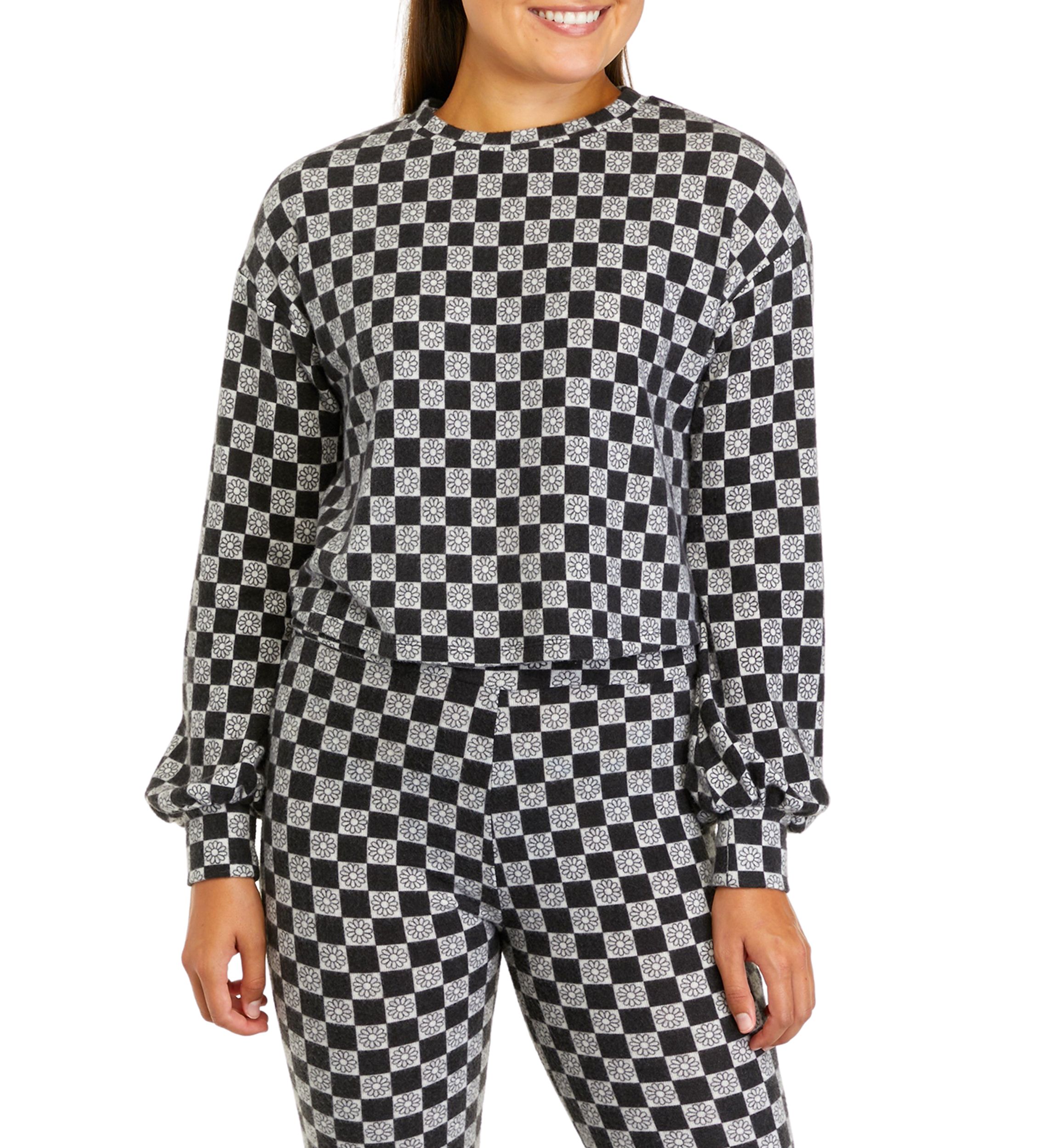 Juniors Long Blouson Sleeve Cropped Crew Neck Top