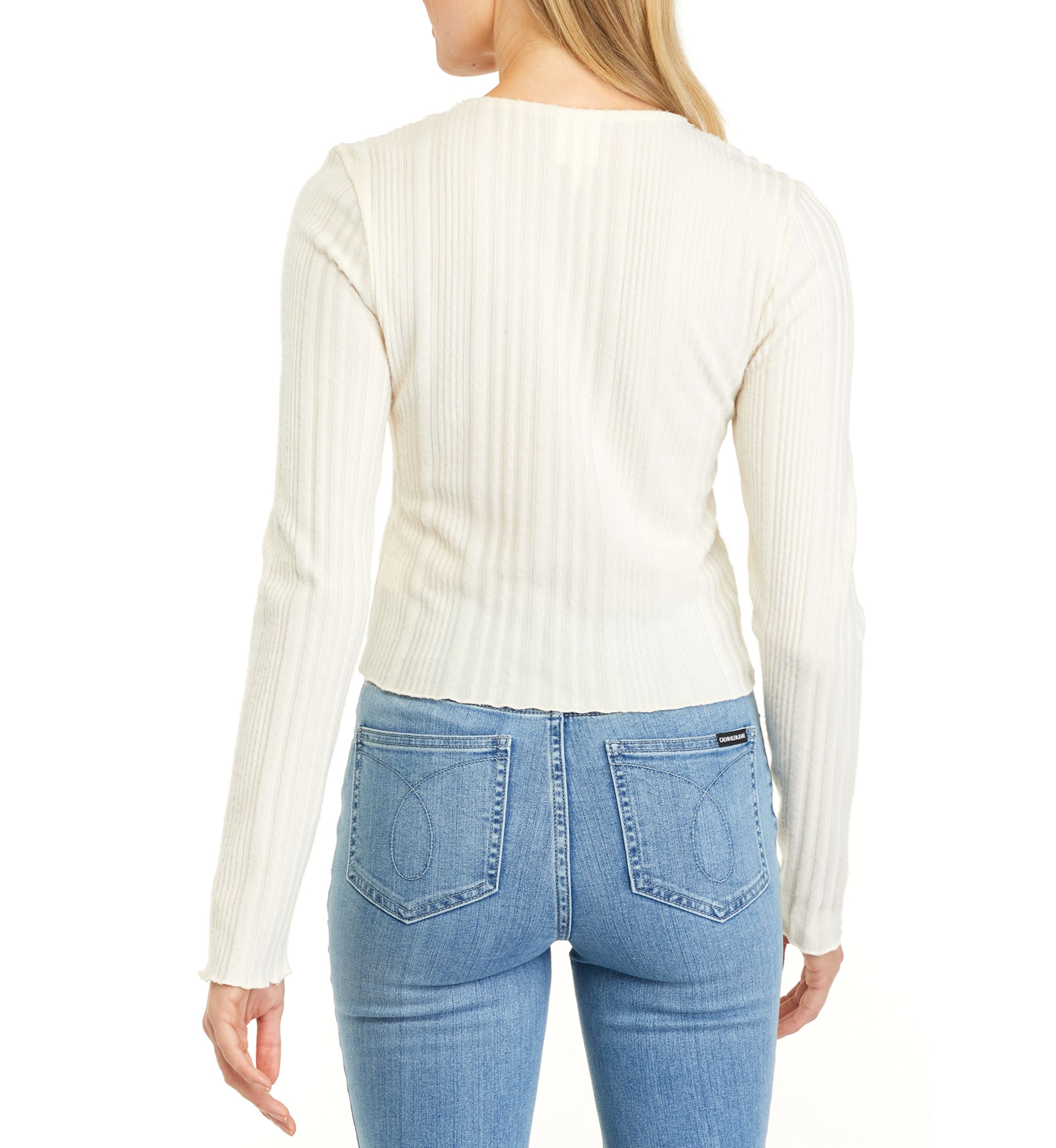 Juniors Long Sleeve Ribbed Henley Shirt