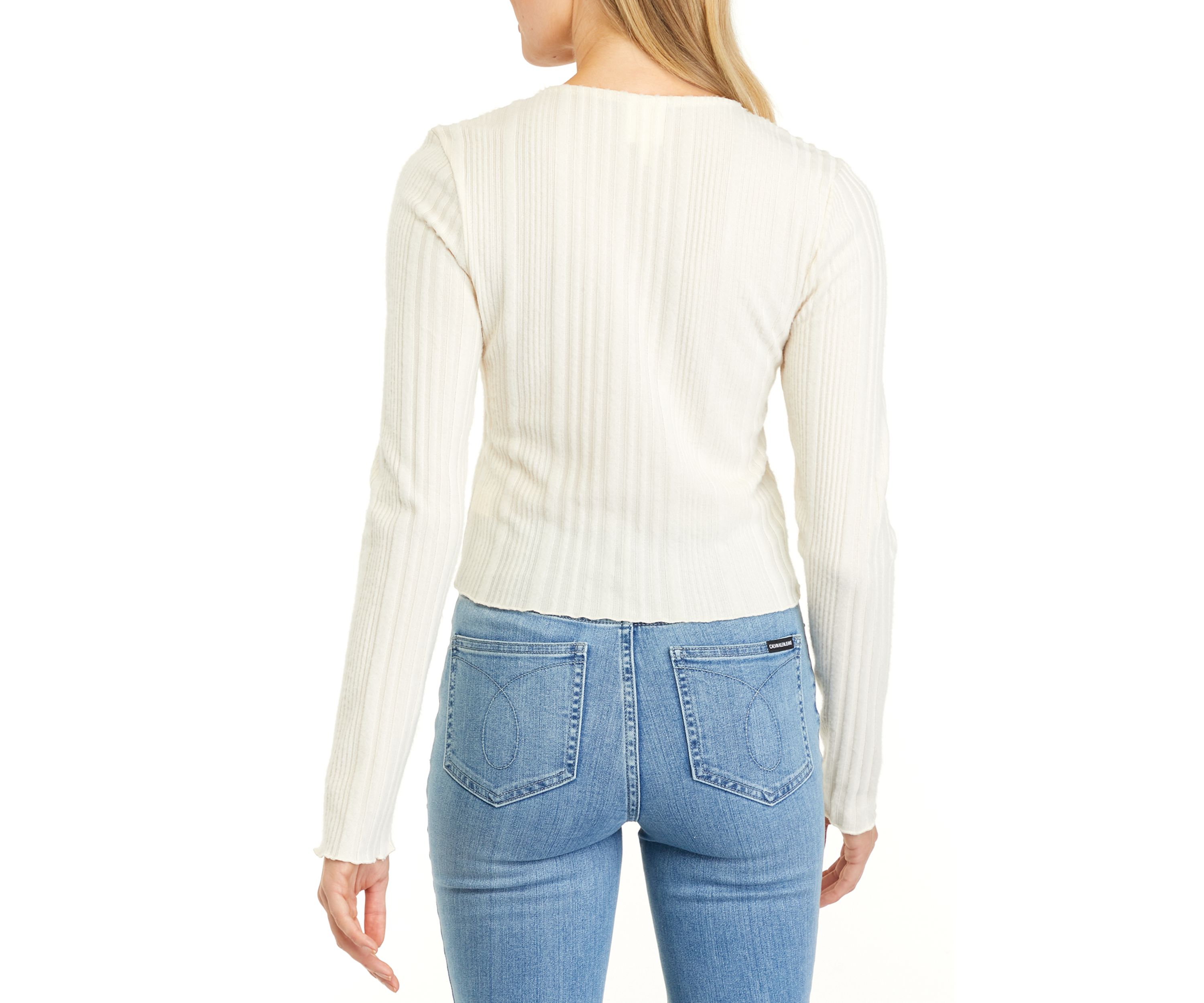 Juniors Long Sleeve Ribbed Henley Shirt