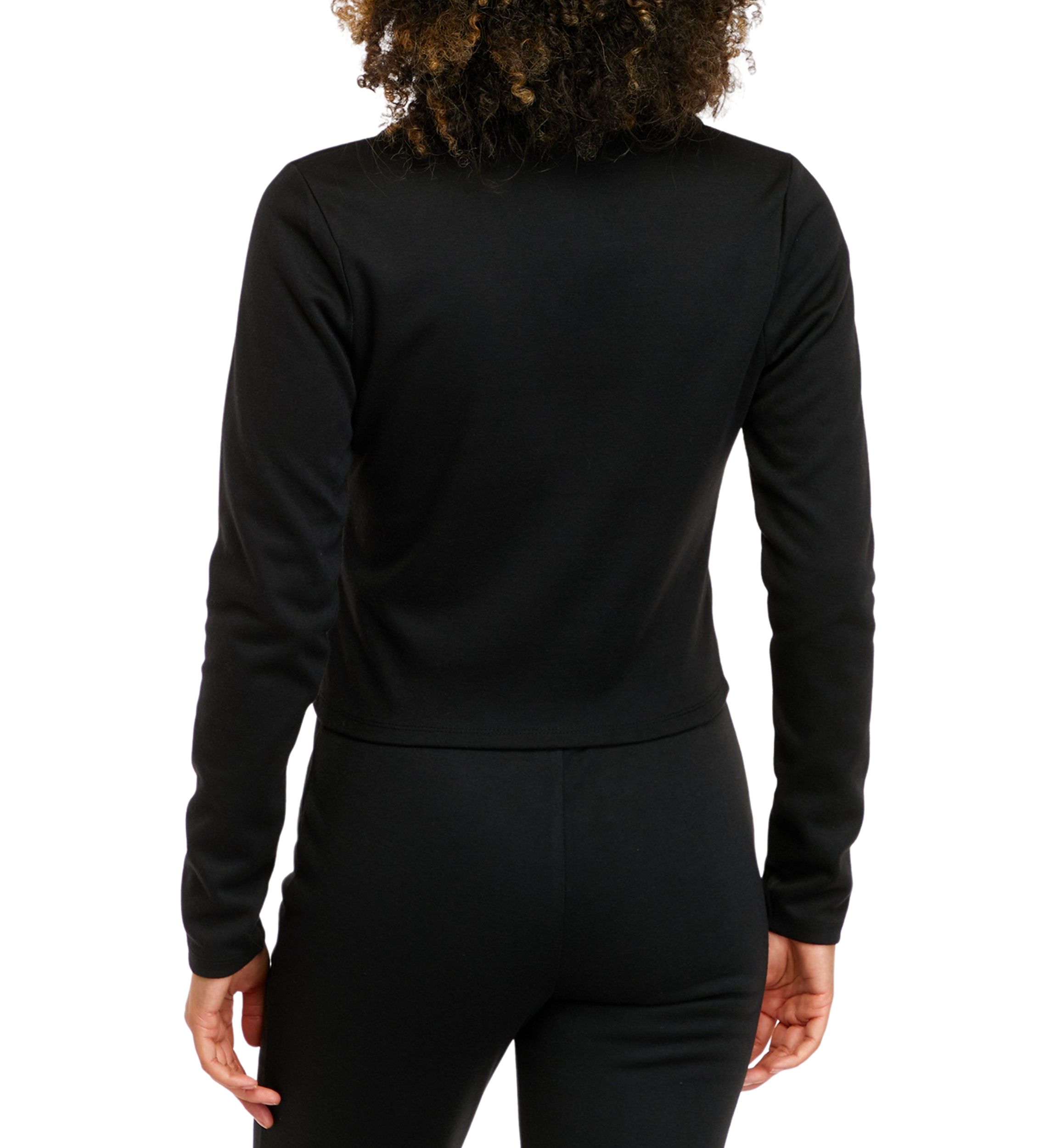 Juniors Long Sleeve Double Knit Collared Top