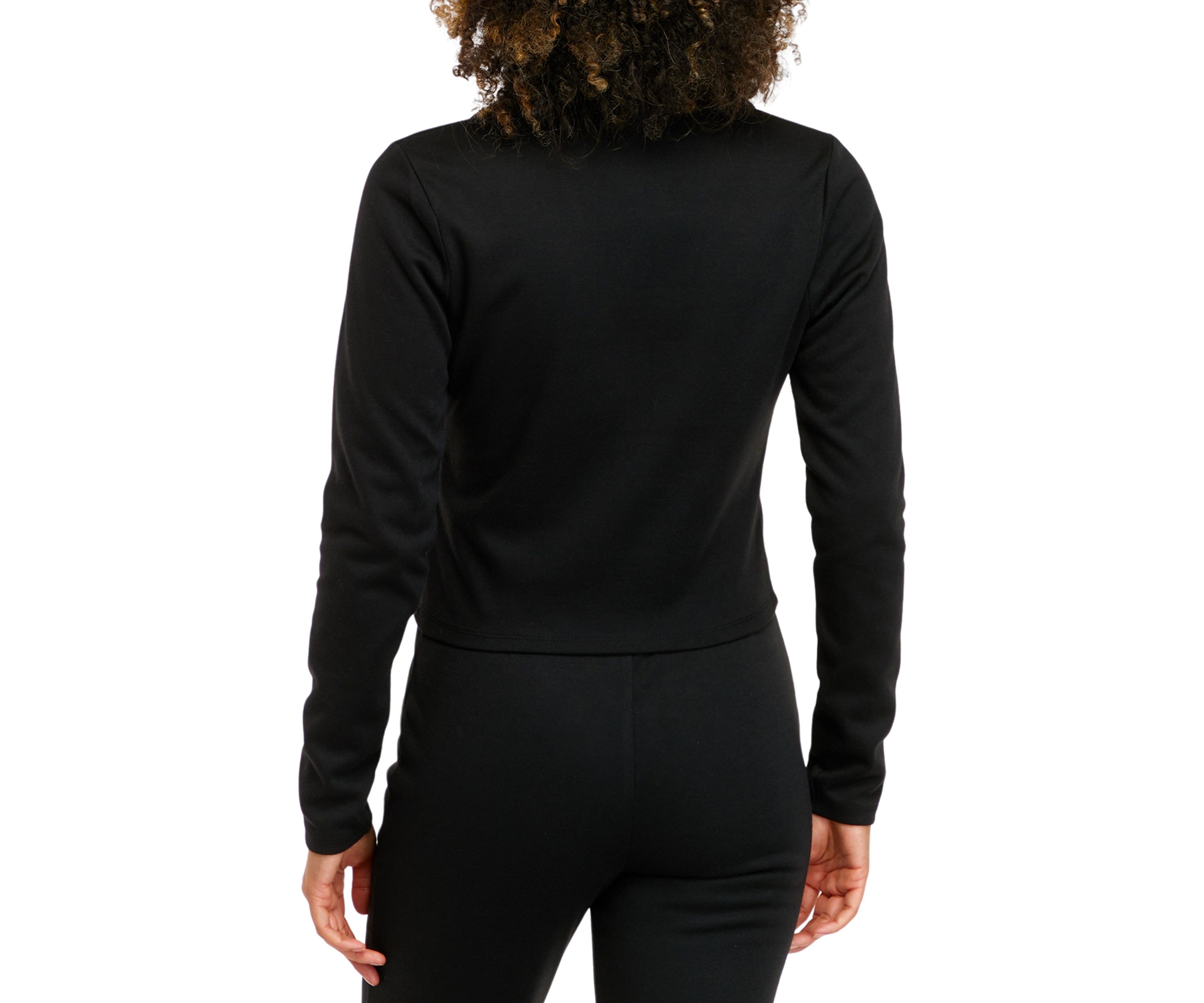 Juniors Long Sleeve Double Knit Collared Top