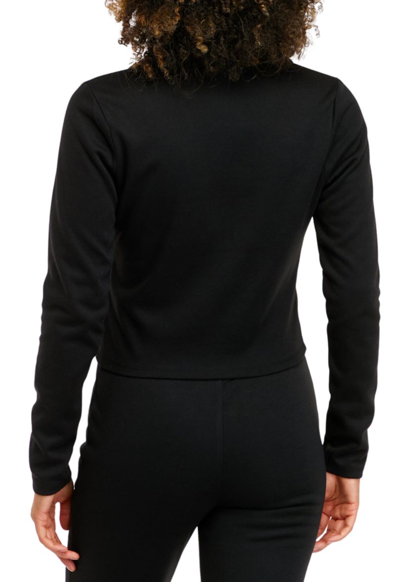 Juniors Long Sleeve Double Knit Collared Top