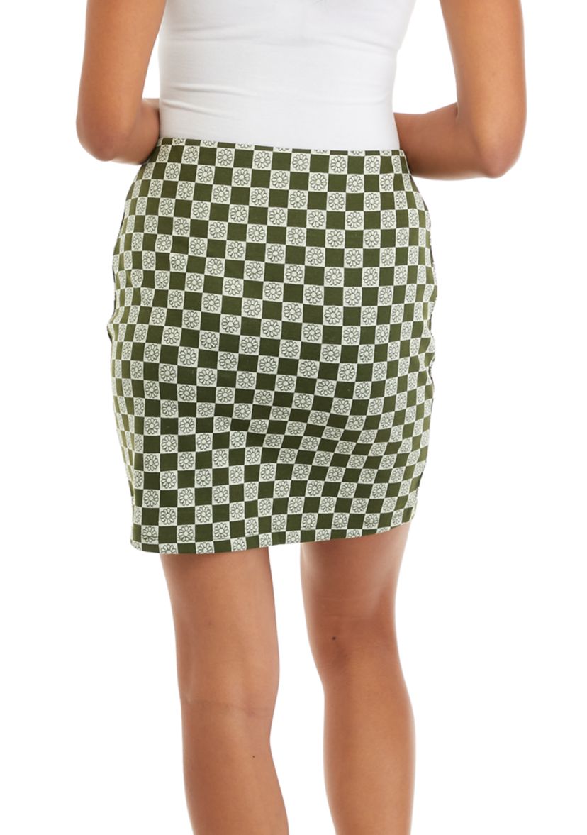 Juniors Double Knit Printed Pull On Skirt 