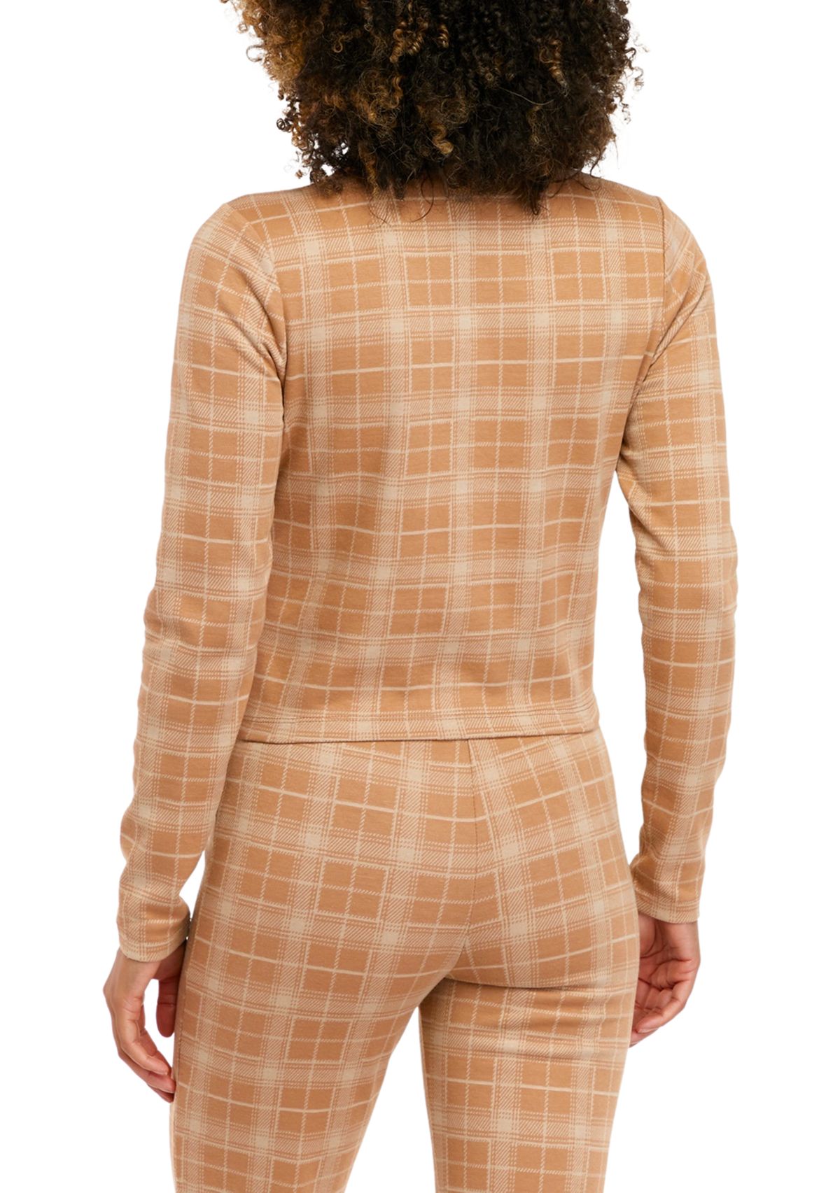 Juniors Long Sleeve Double Knit Mock Neck Top