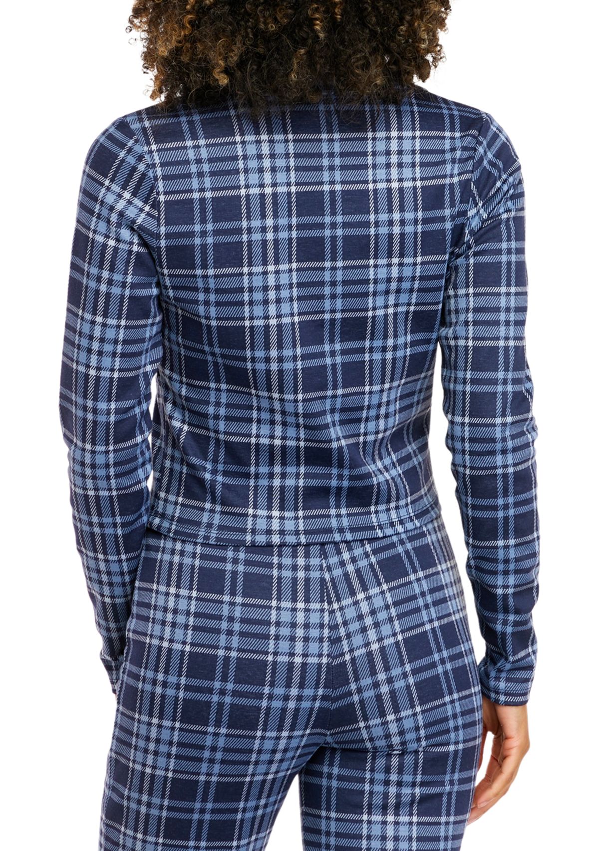 Juniors Long Sleeve Double Knit Collared Top