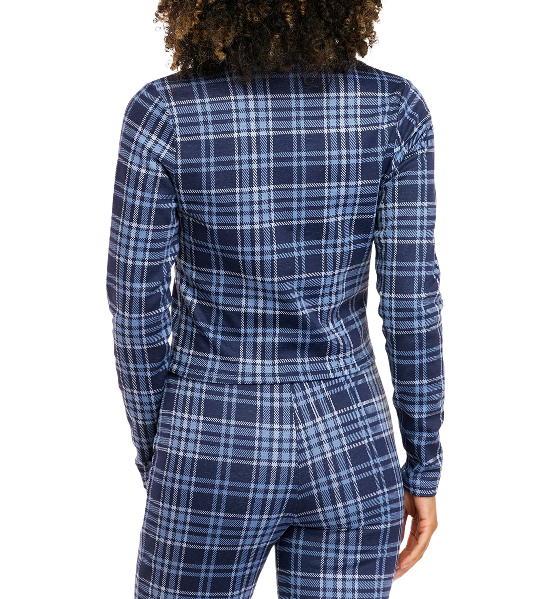 Juniors Long Sleeve Double Knit Collared Top