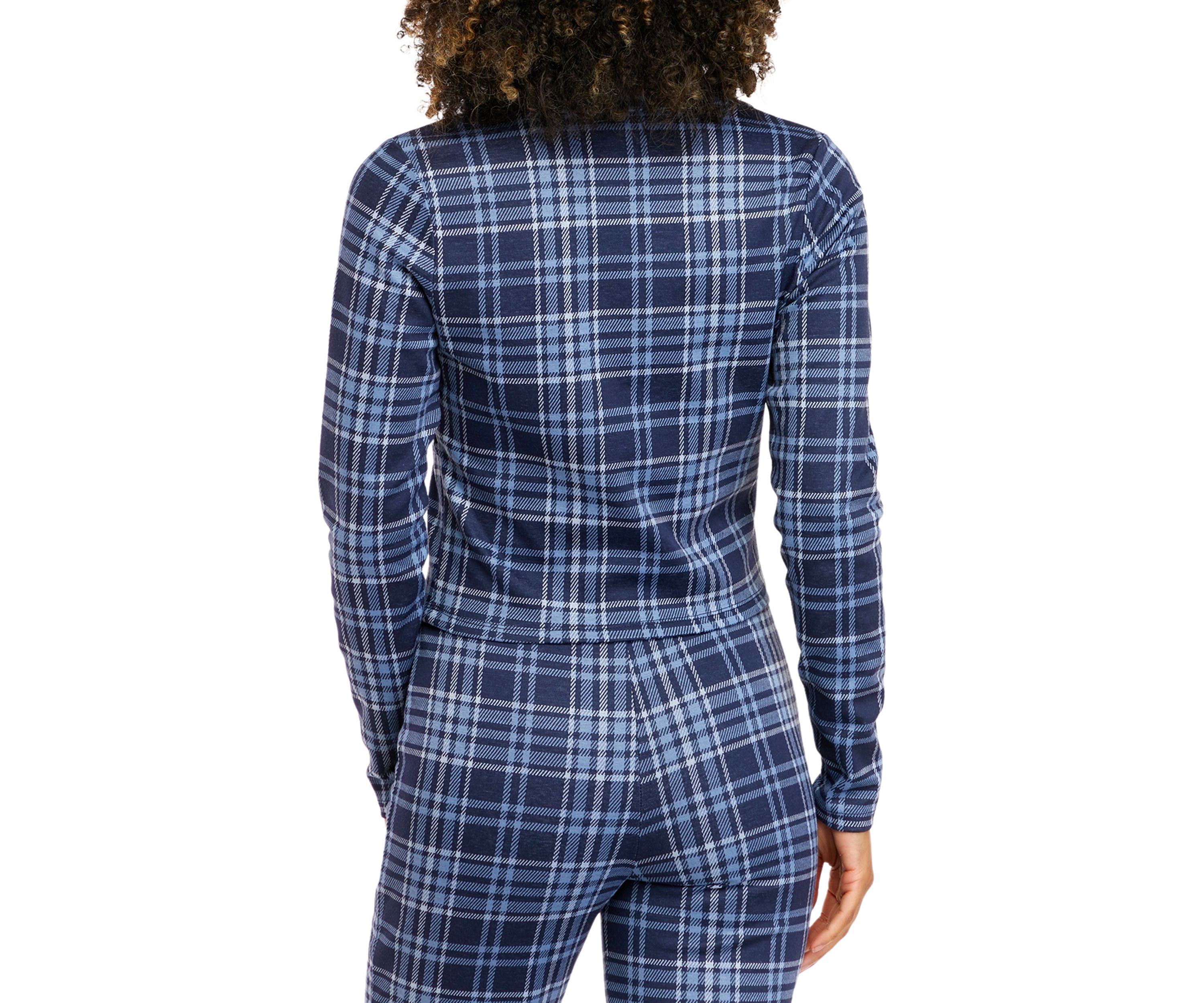 Juniors Long Sleeve Double Knit Collared Top