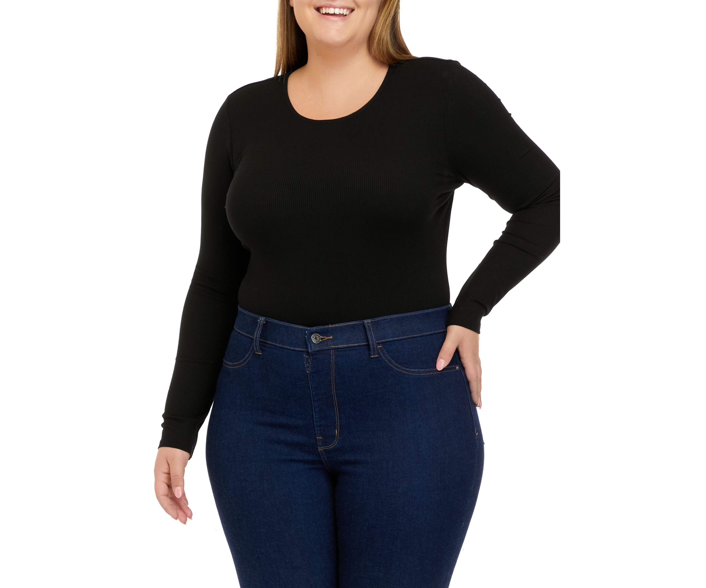Plus Size Long Sleeve Crew Neck Bodysuit