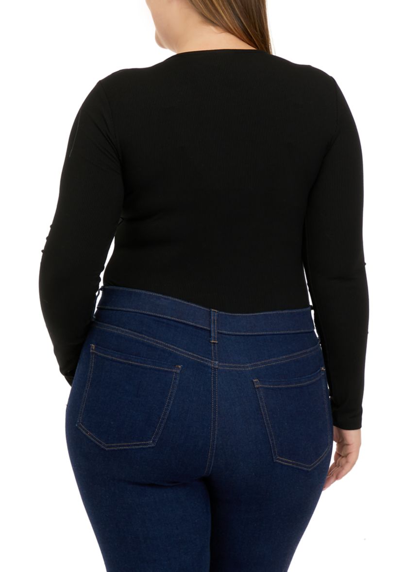 Plus Size Long Sleeve Crew Neck Bodysuit