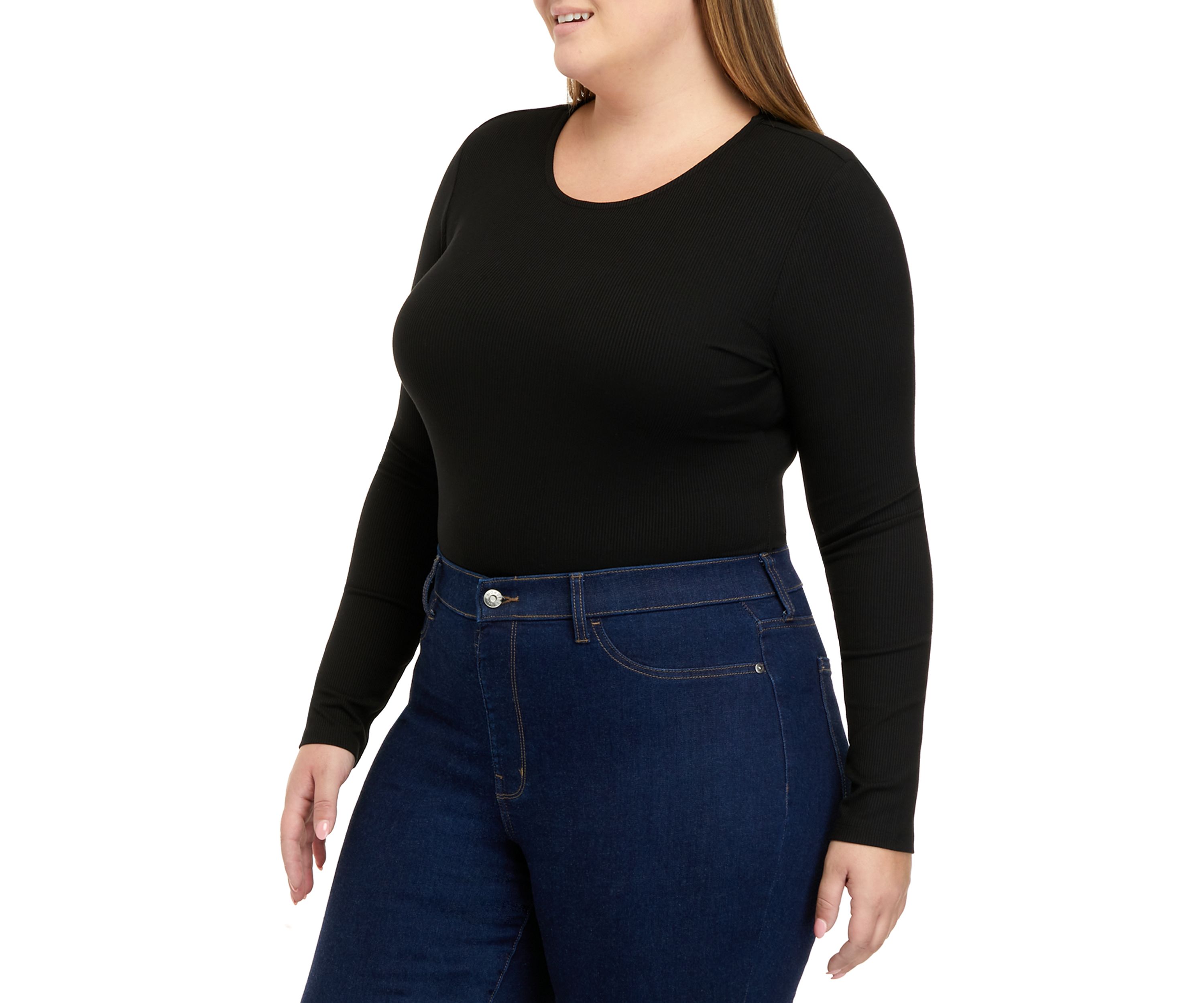 Plus Size Long Sleeve Crew Neck Bodysuit