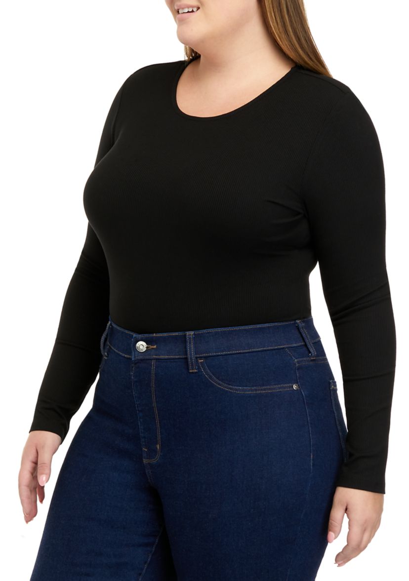 Plus Size Long Sleeve Crew Neck Bodysuit