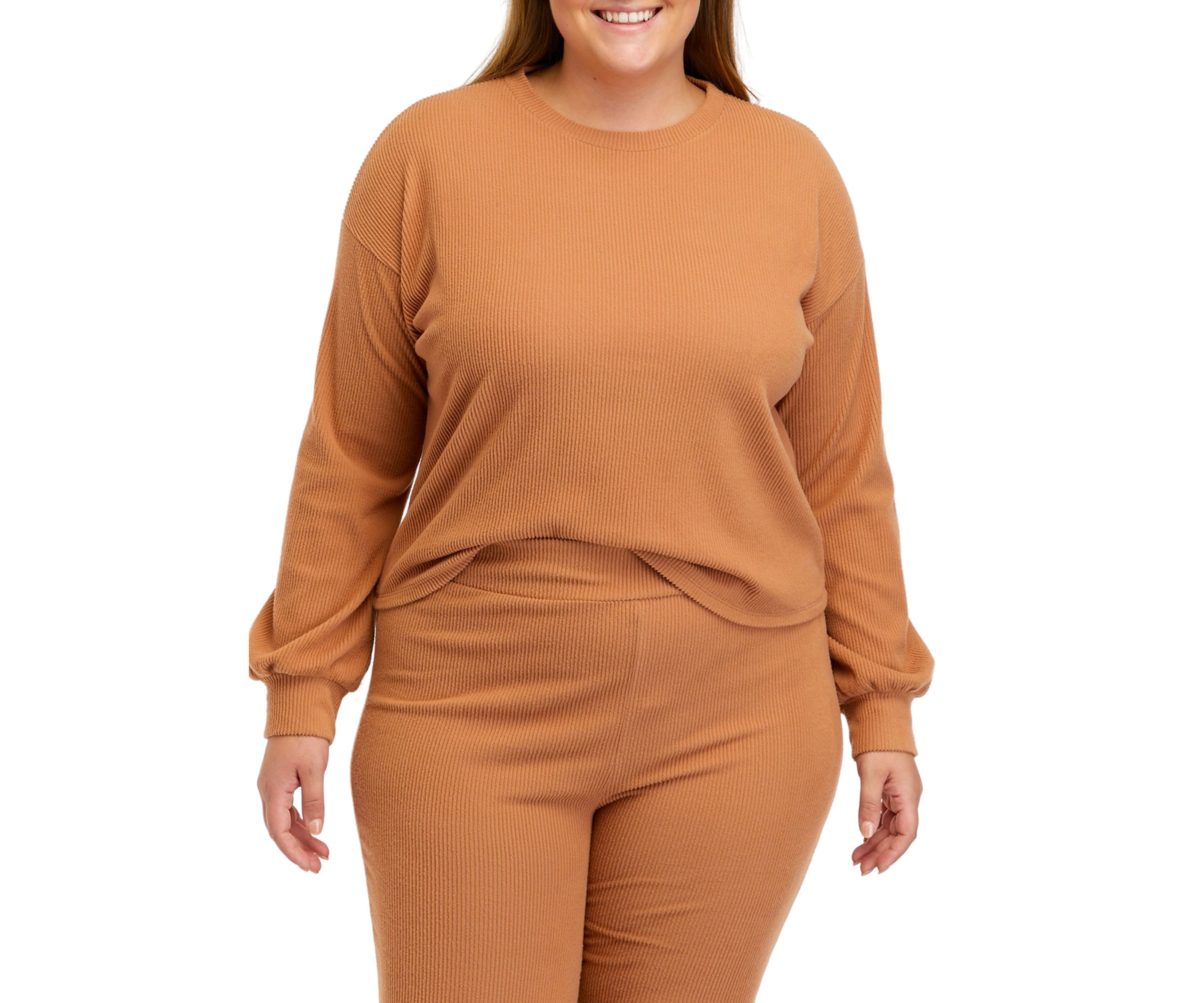 Plus Size Long Sleeve Hacci Top