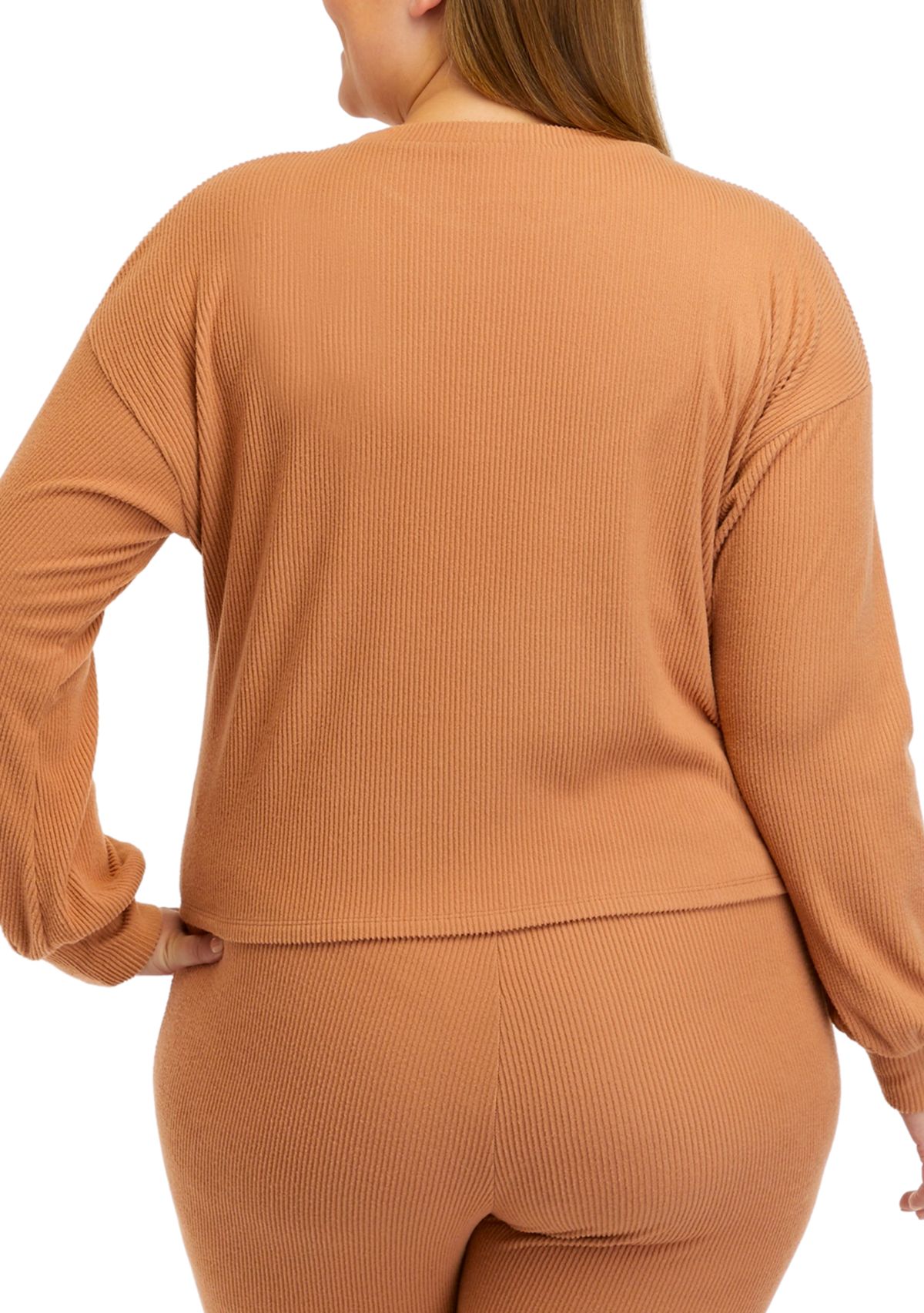 Plus Size Long Sleeve Hacci Top