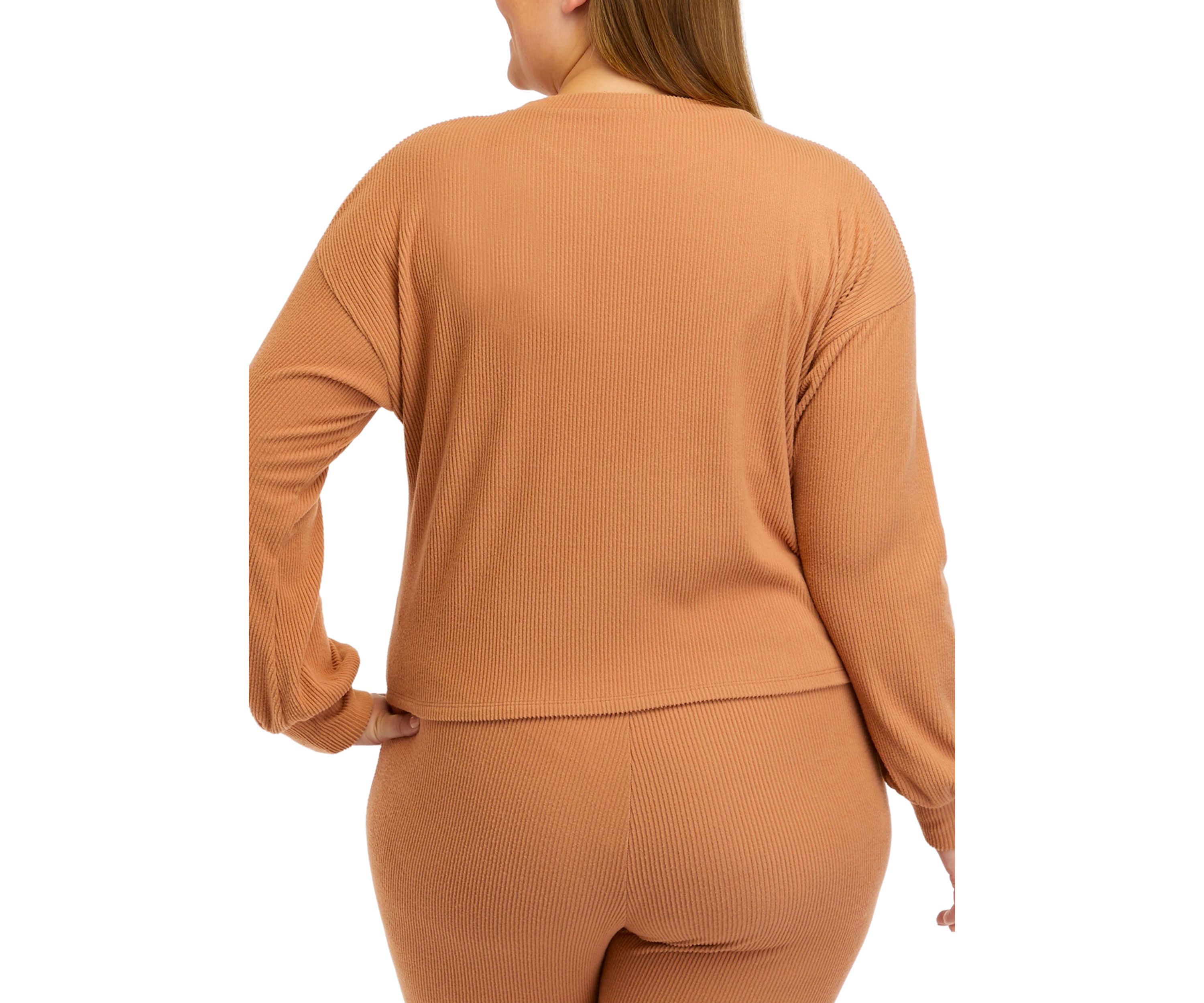 Plus Size Long Sleeve Hacci Top