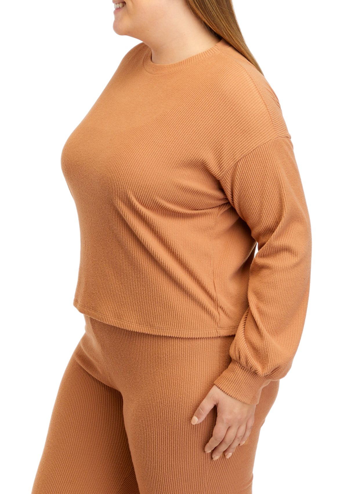 Plus Size Long Sleeve Hacci Top