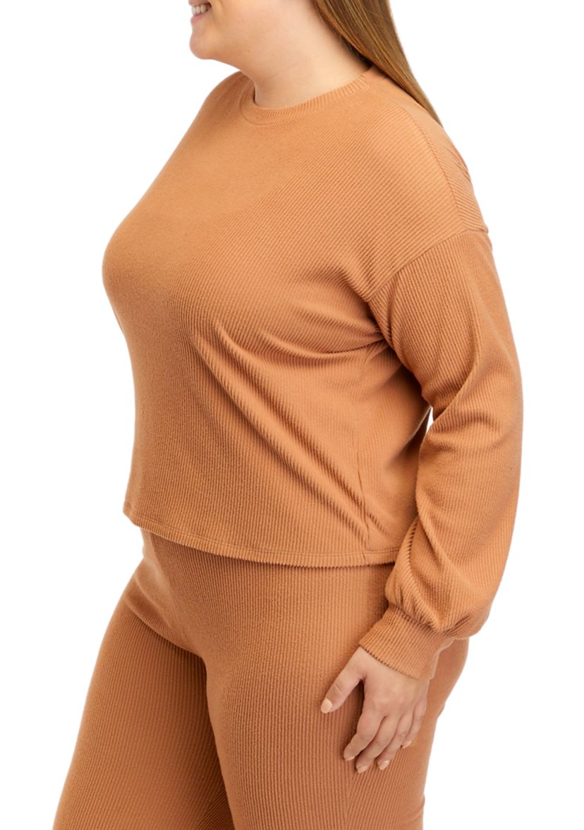 Plus Size Long Sleeve Hacci Top