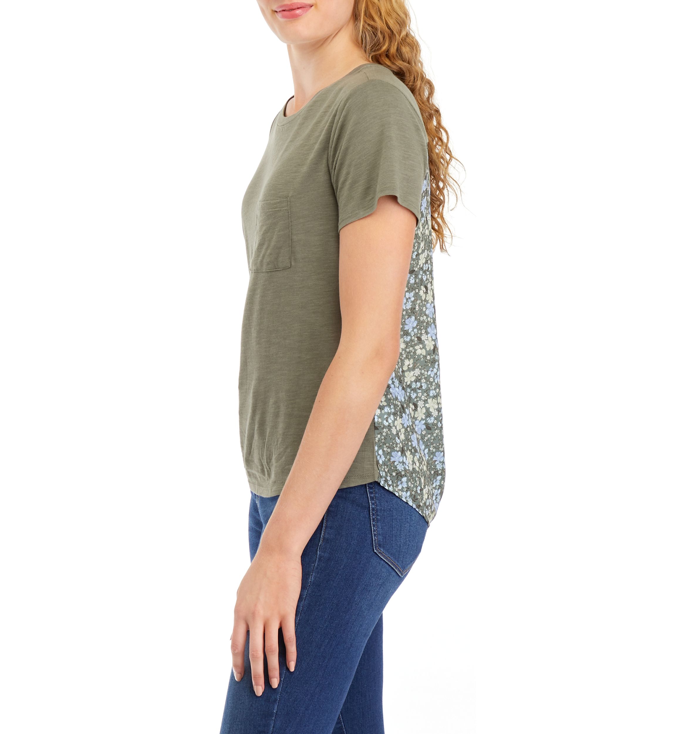 Juniors Pocket Crew Neck T-Shirt