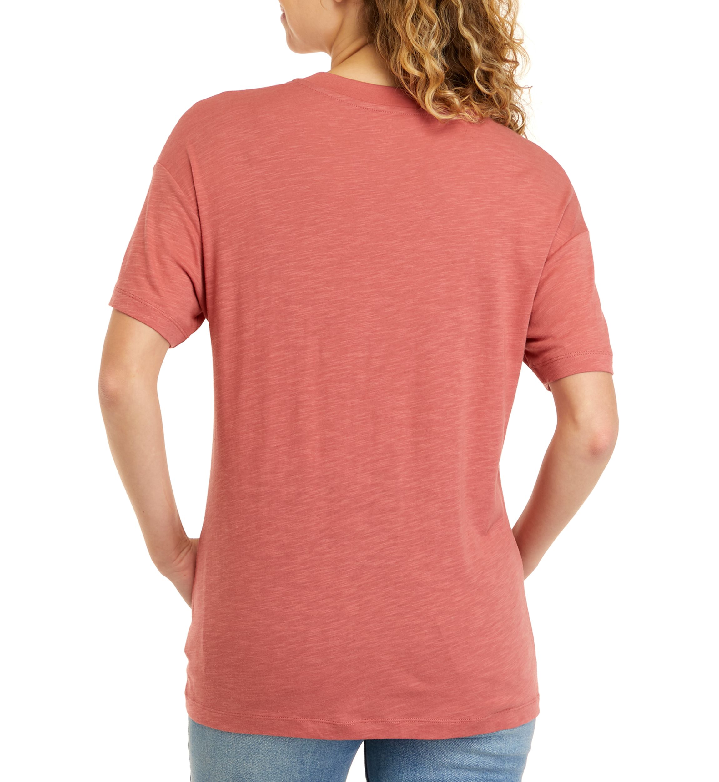 Short Sleeve Tie Front Embroidered Pocket T-Shirt