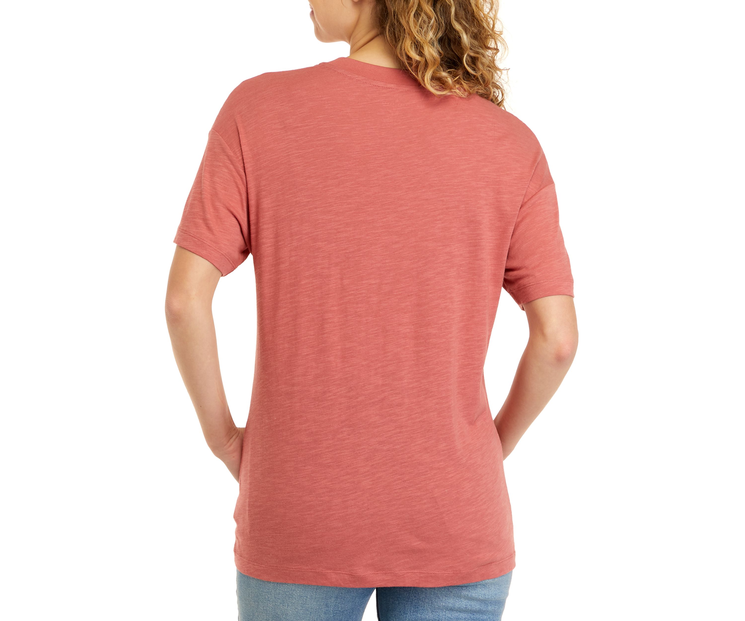 Short Sleeve Tie Front Embroidered Pocket T-Shirt