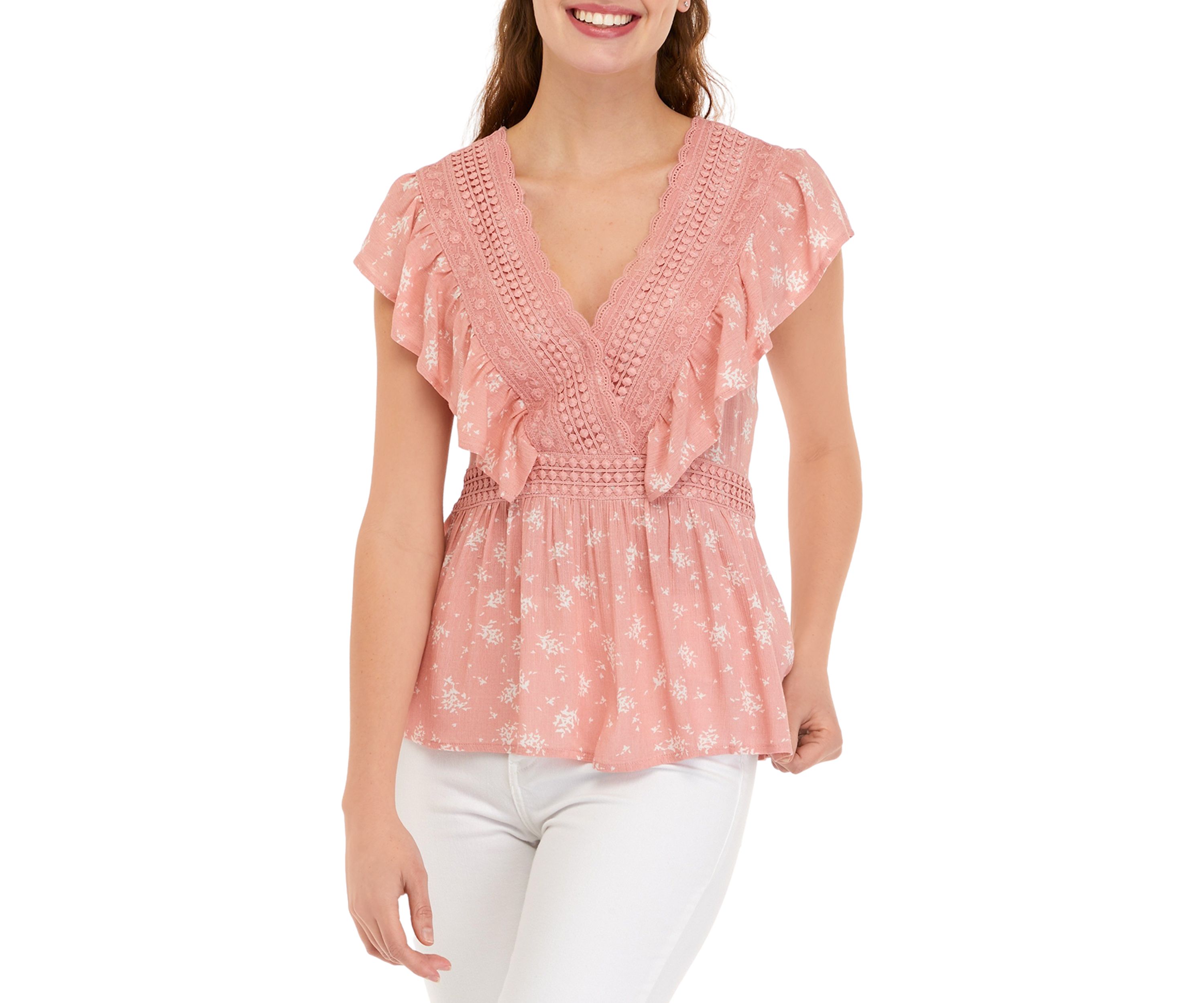 Flutter Sleeve Peplum Top
