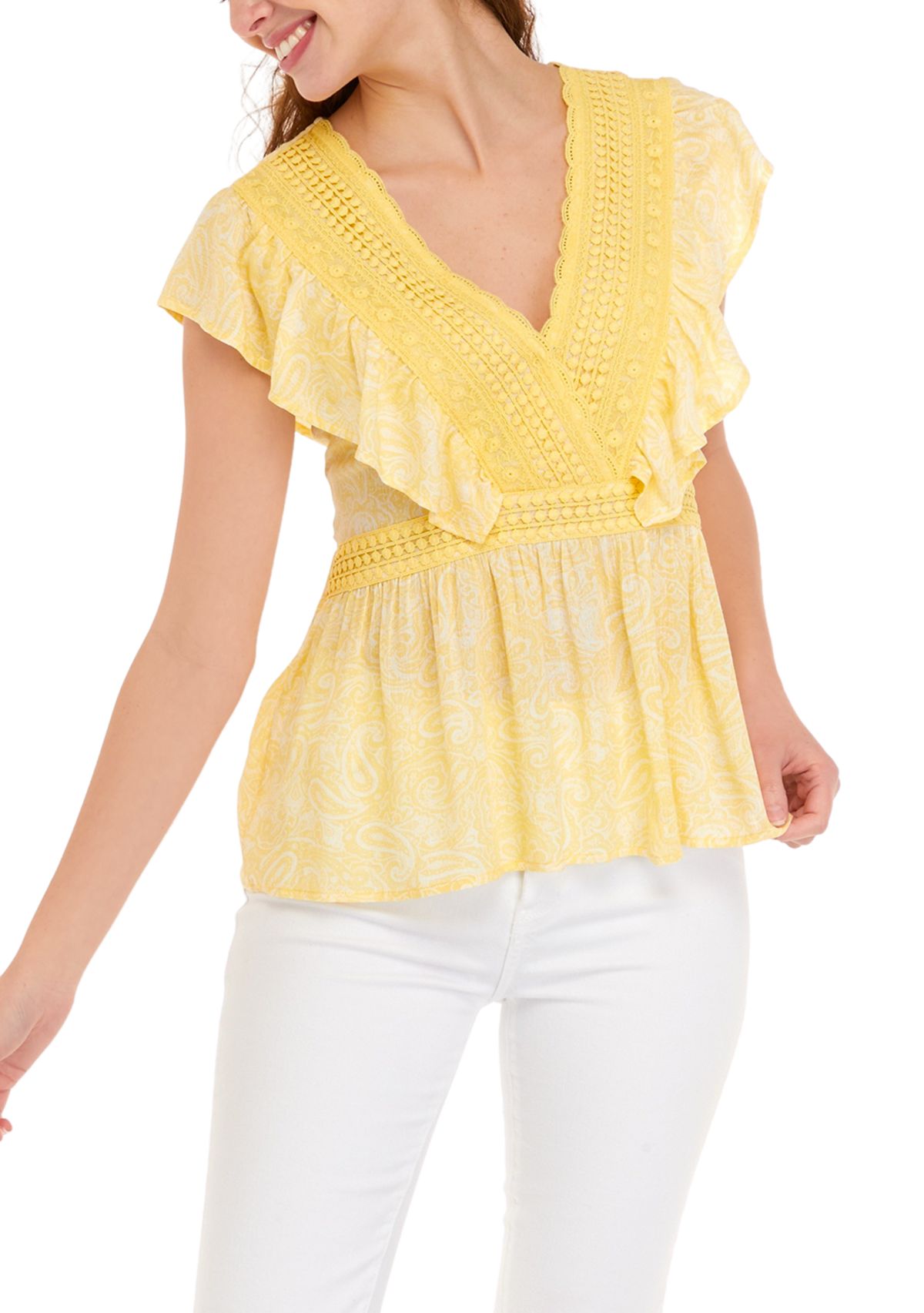 Flutter Sleeve Peplum Top