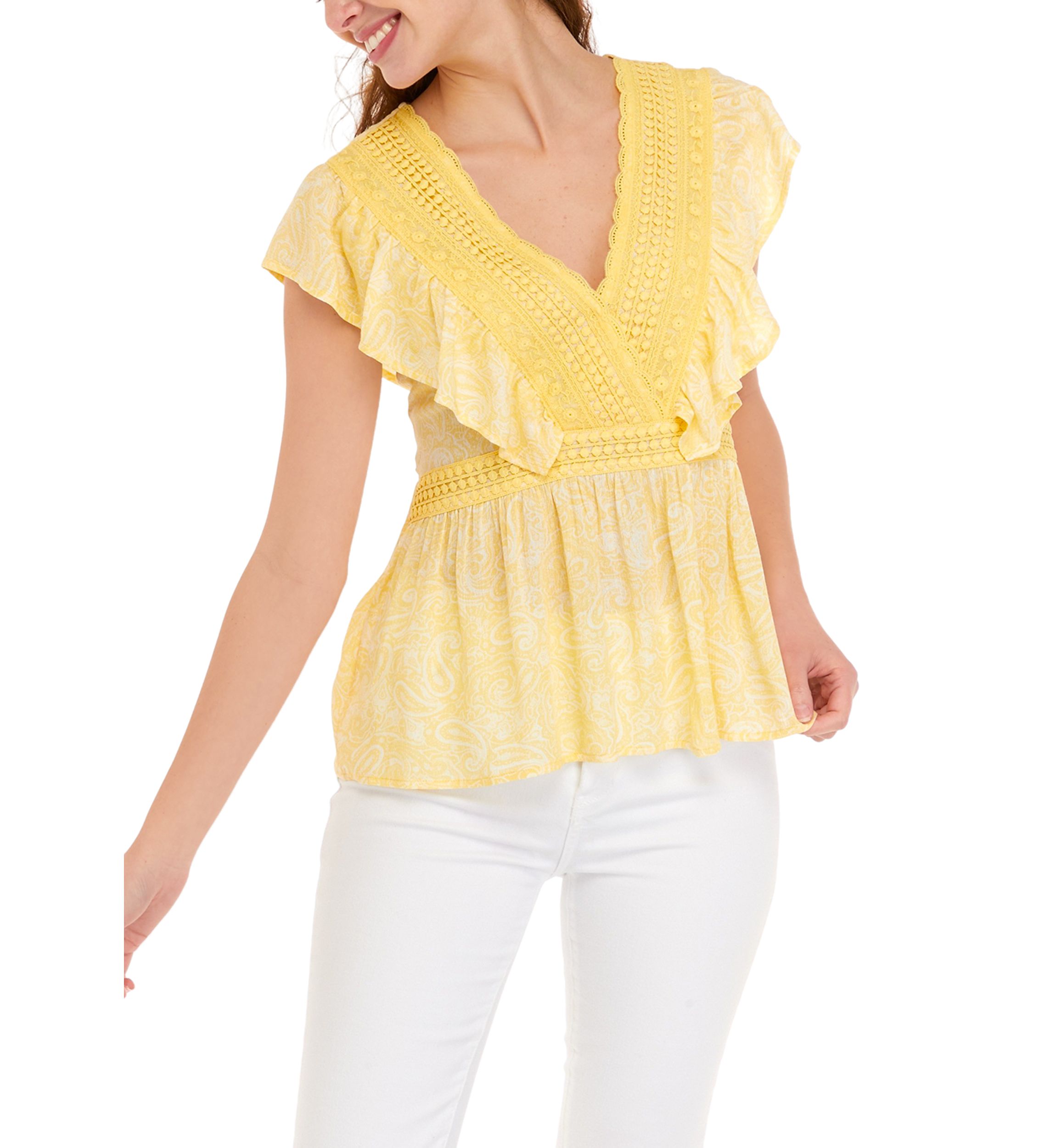 Flutter Sleeve Peplum Top