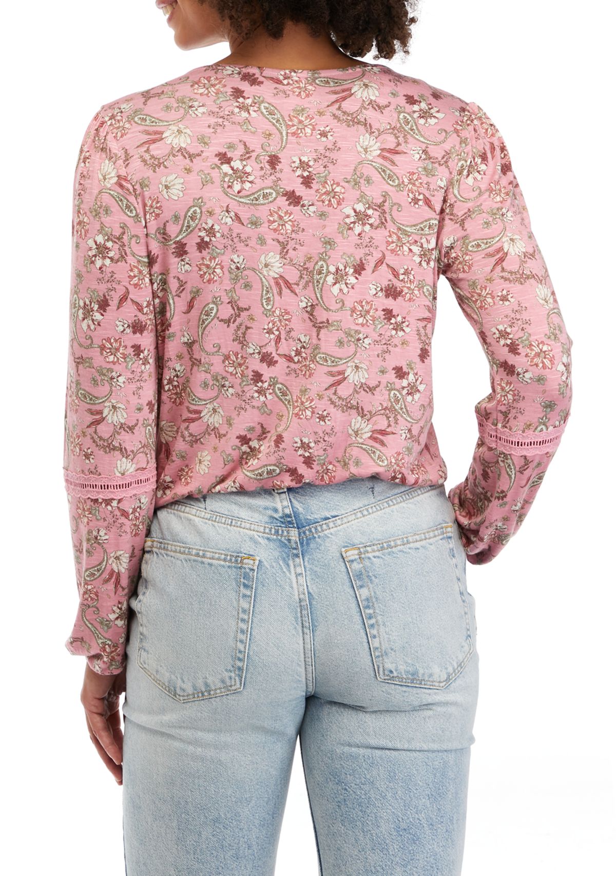 Juniors Lace Trim Surplice Top