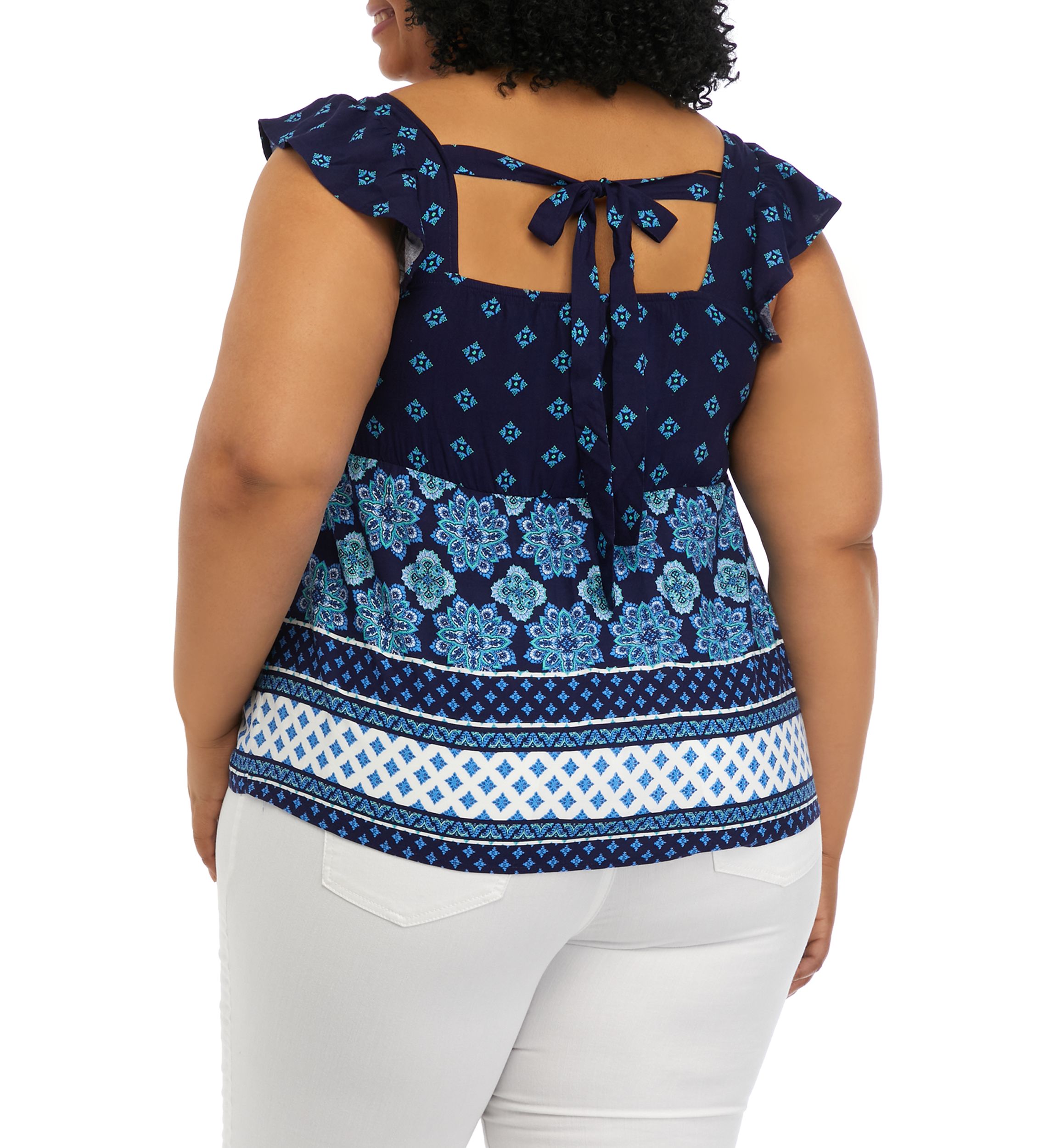 Plus Size Short Flutter Sleeve Cinched Bust Peplum Top