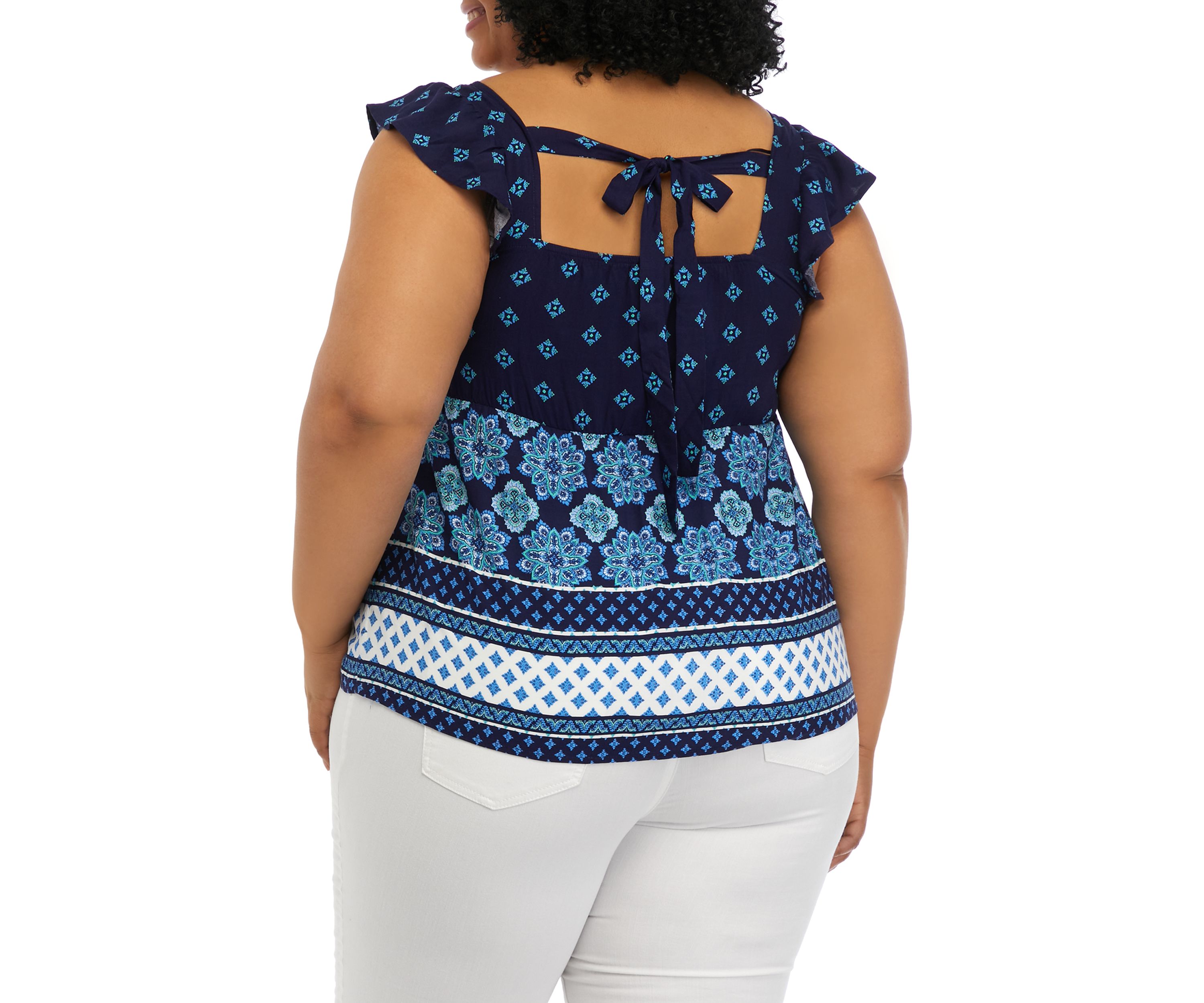 Plus Size Short Flutter Sleeve Cinched Bust Peplum Top
