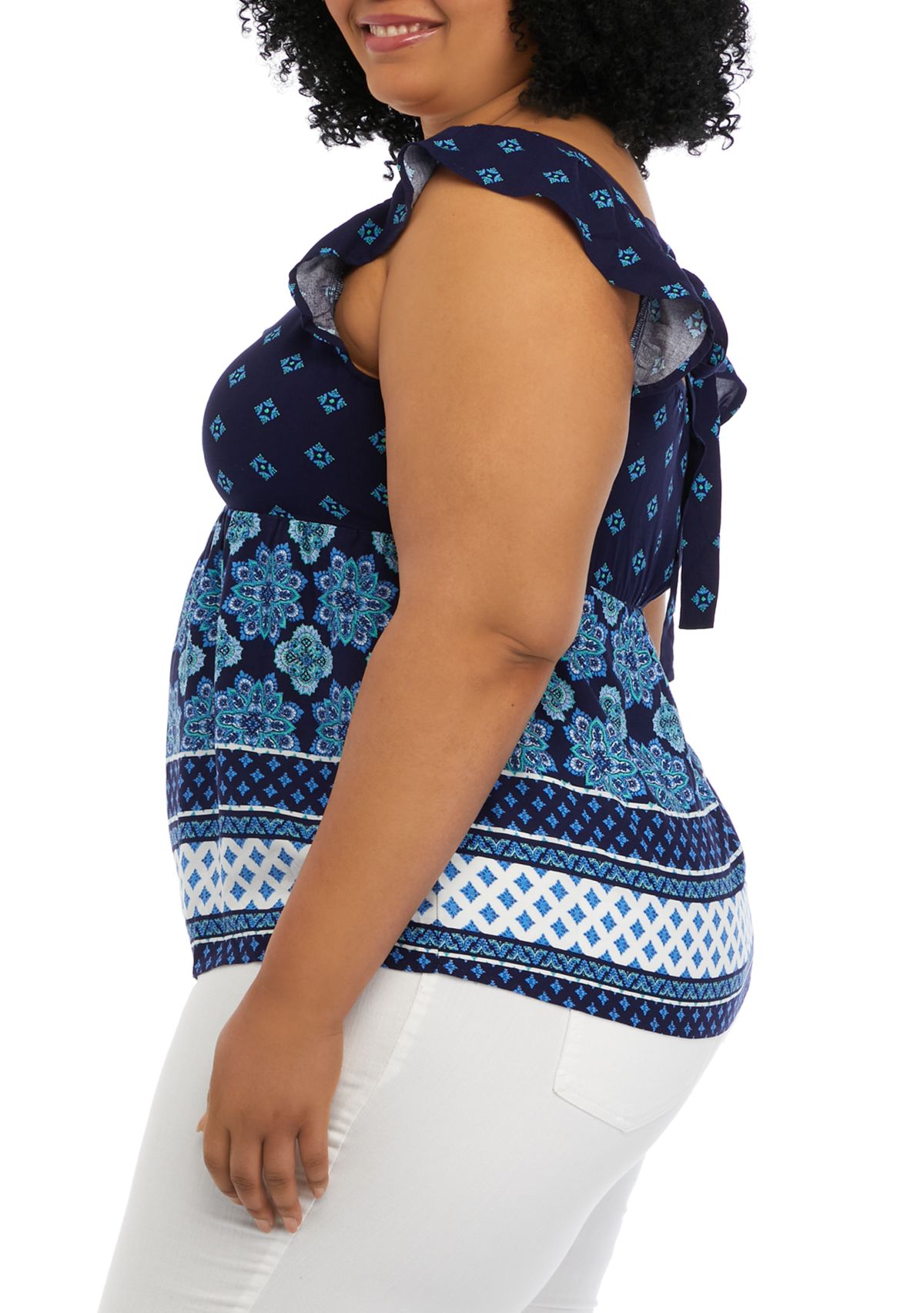 Plus Size Short Flutter Sleeve Cinched Bust Peplum Top