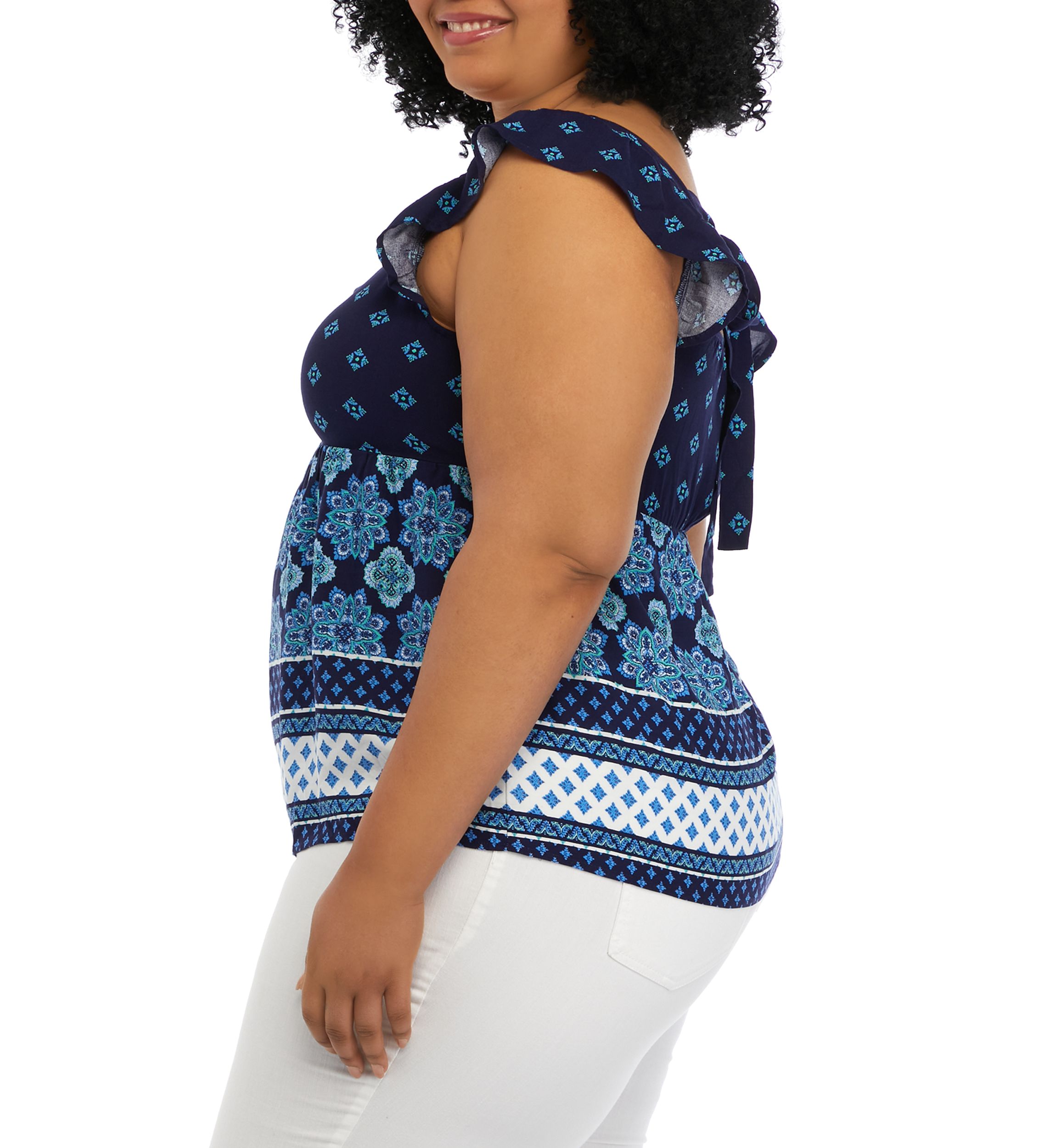 Plus Size Short Flutter Sleeve Cinched Bust Peplum Top