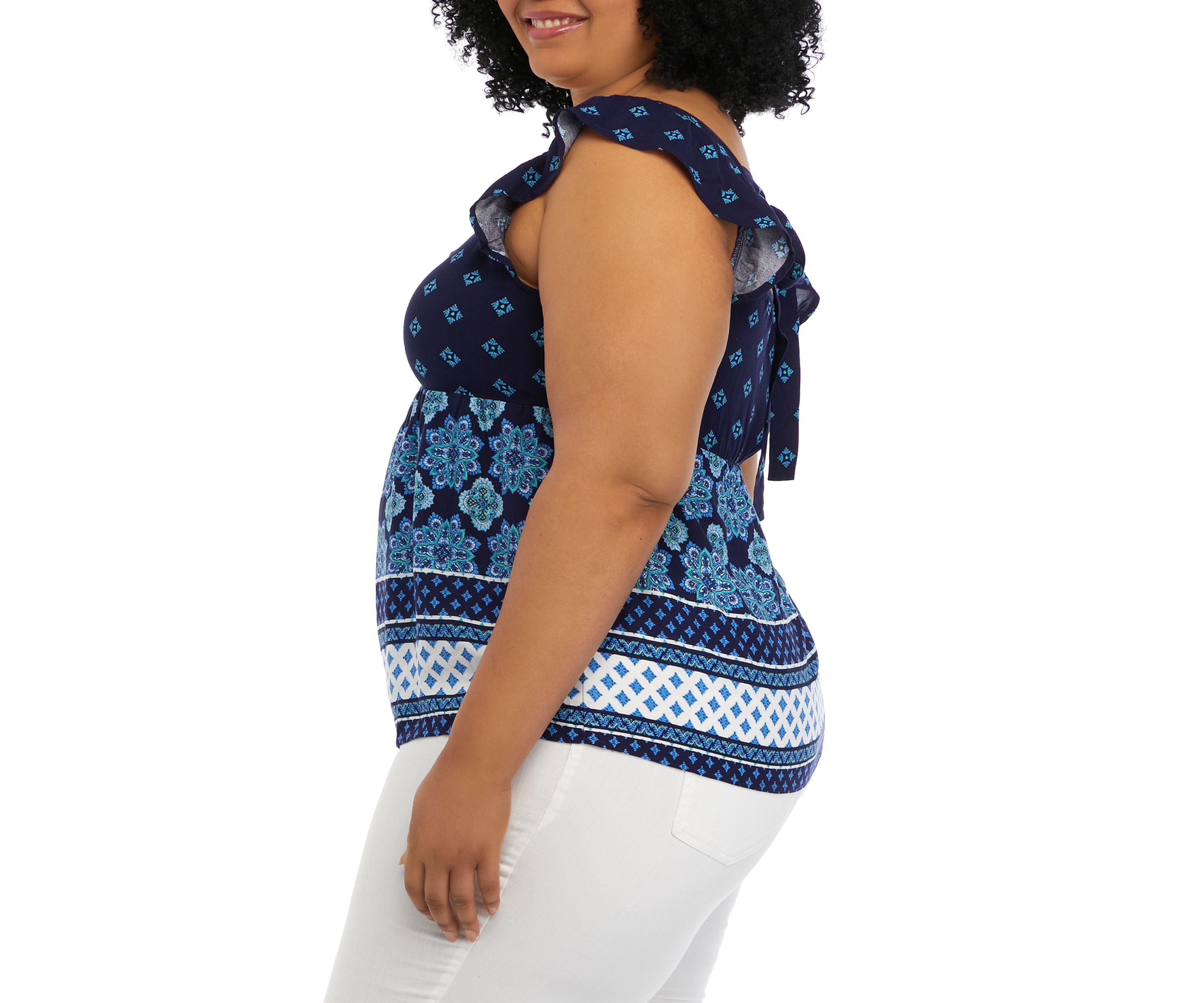 Plus Size Short Flutter Sleeve Cinched Bust Peplum Top
