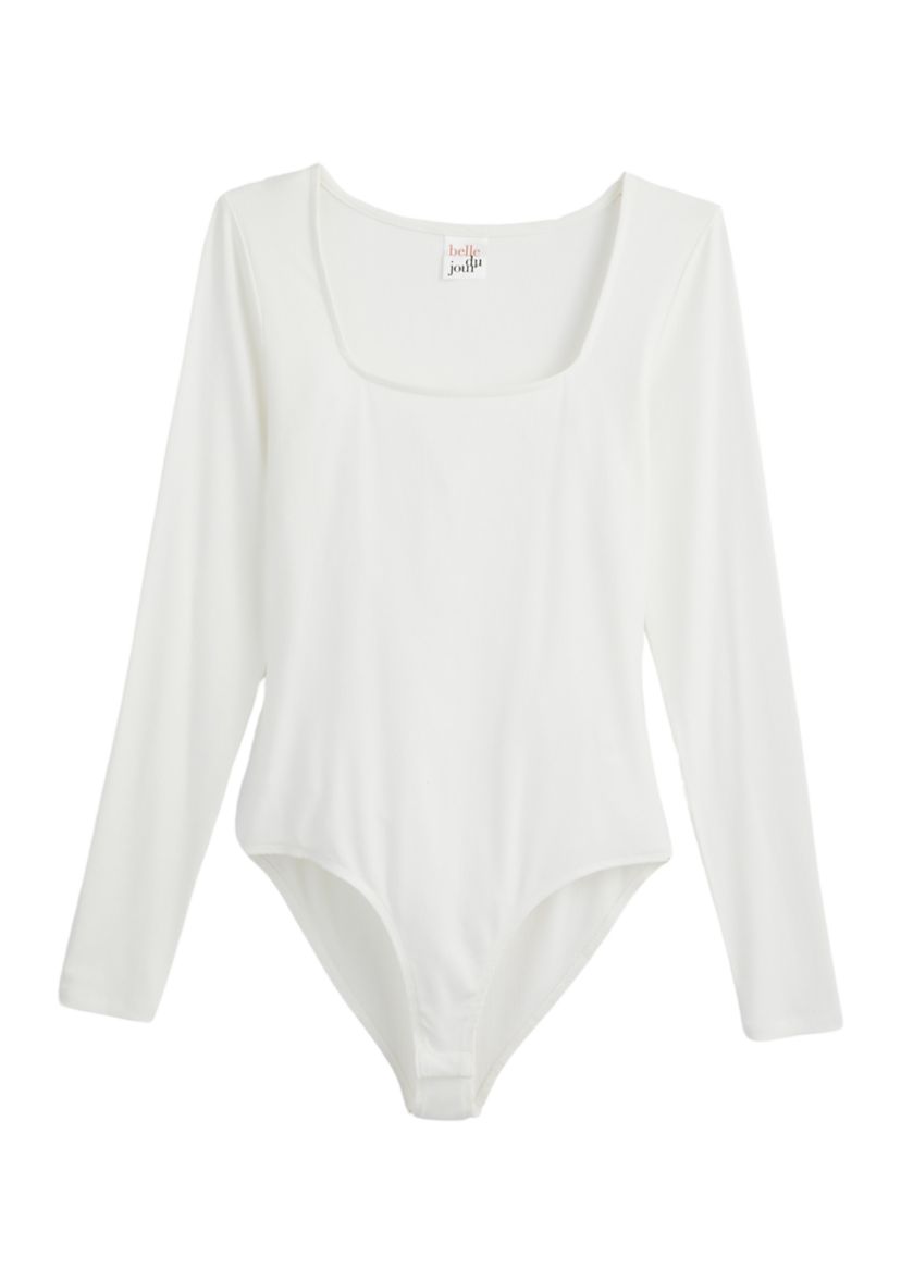 Juniors Long Sleeve Square Neck Bodysuit
